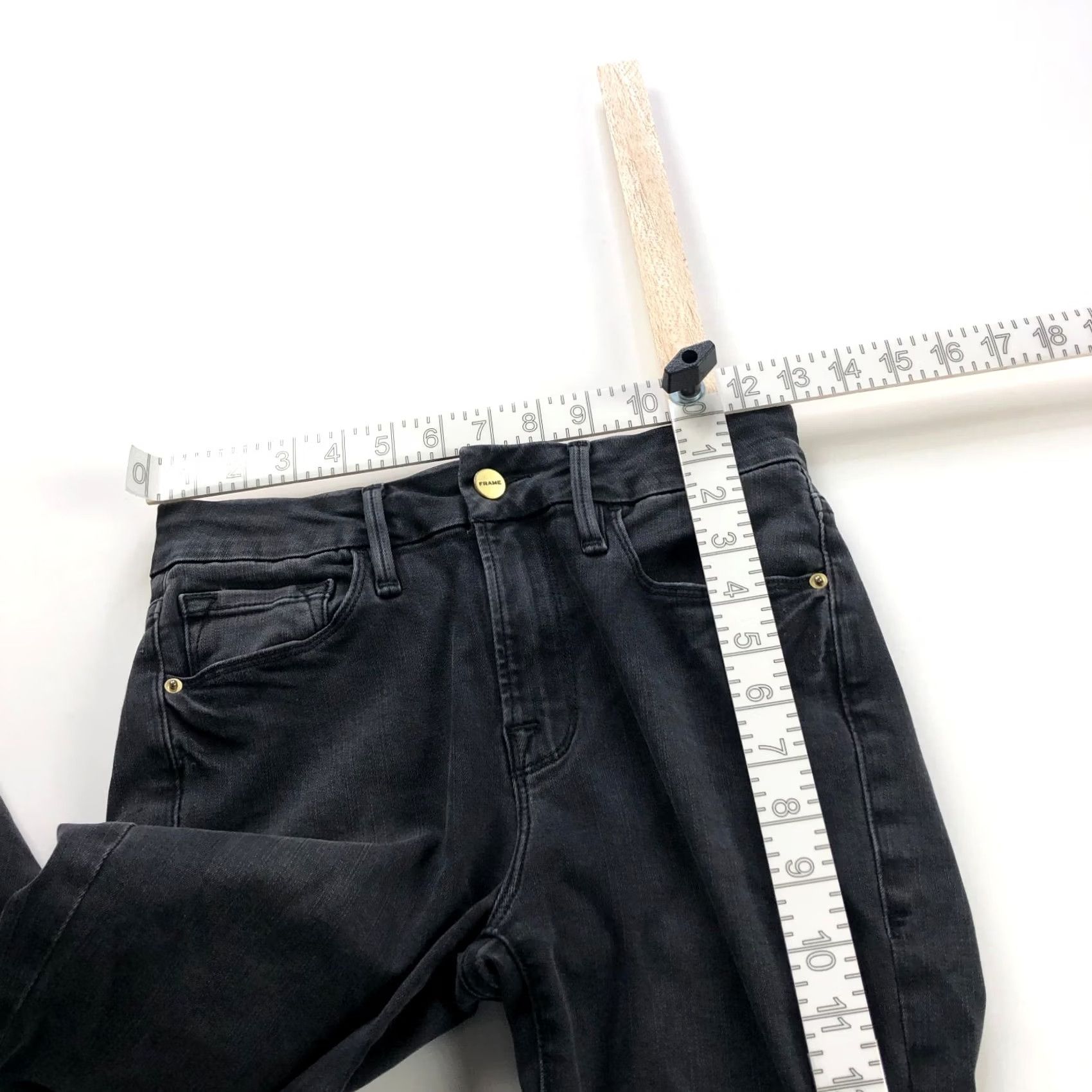 Frame FRAME Jeans Le Crop Mini Boot 26 Black Mid Rise Cut Off (Fits 26W 26L) HRJ Size 26" / US 2 / IT 38 - 7 Thumbnail