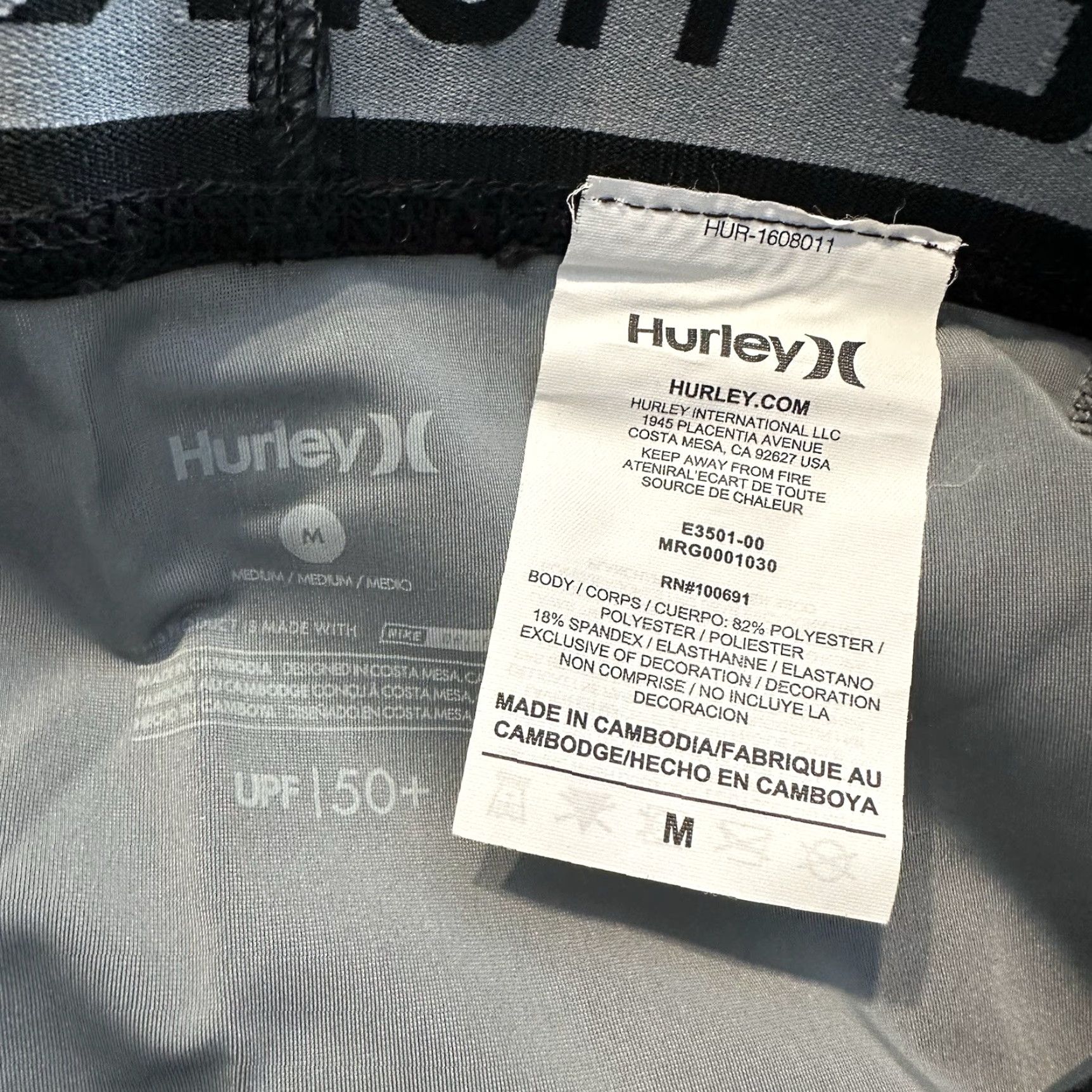 Hurley Hurley Rash Guard Surf Tights Mens M Grey 50+ UPF Compression Beac​h Hawaiian Pattern Floral Clothing Size US 31 - 3 Thumbnail
