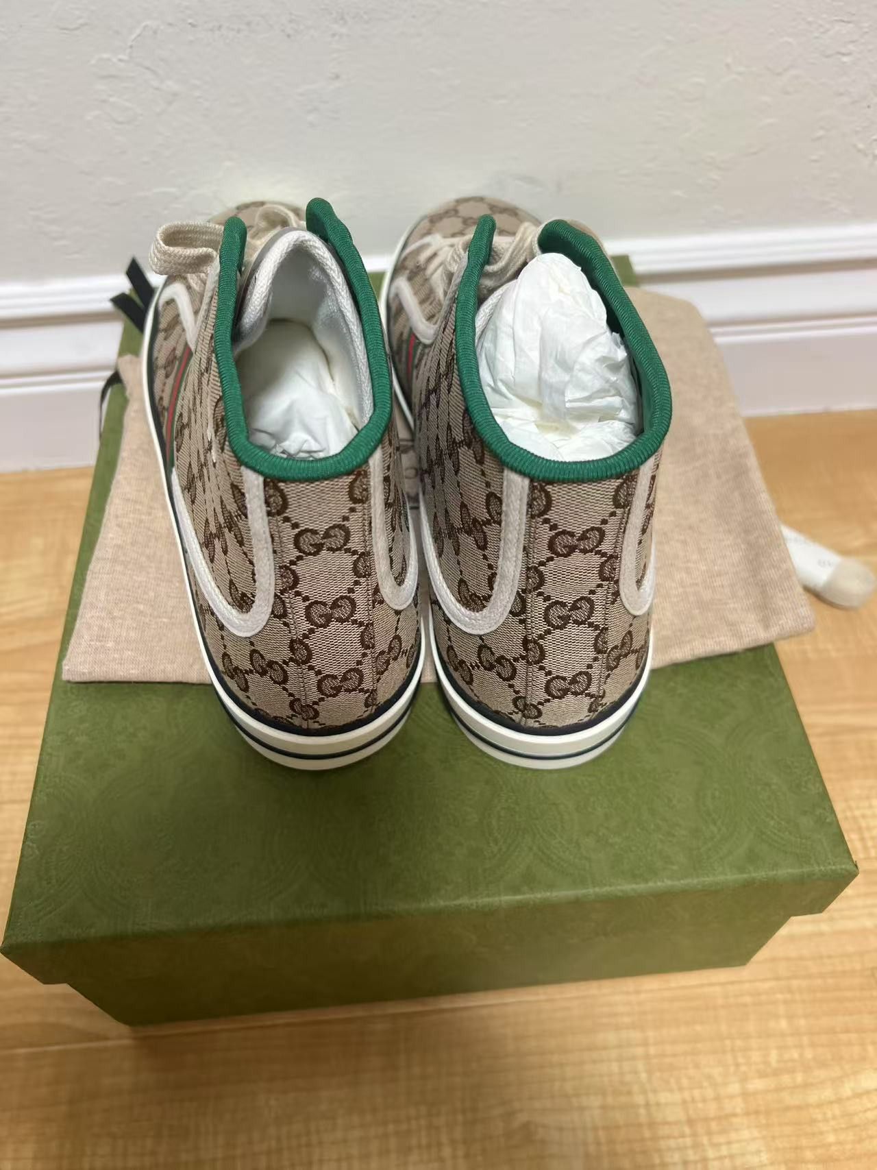 Gucci Gucci Tennis 1977 Canvas High Top Beige GG Print Size US 12.5 / EU 45-46 - 4 Thumbnail