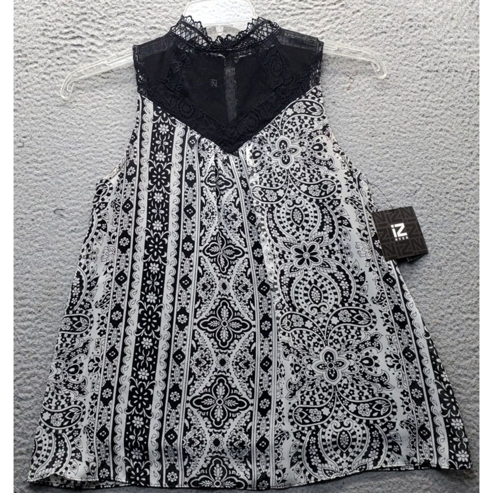Vintage Iz Byer Womens S Multi Paisley Swing Top Lined Crochet Lace Detail Keyhole Back Size S / US 4 / IT 40 - 2 Thumbnail
