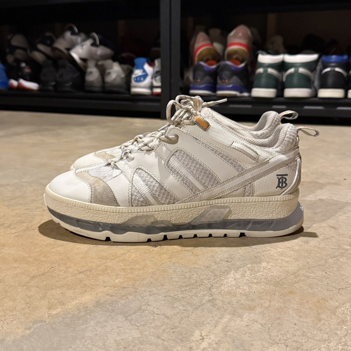 Burberry Burberry Union Mesh Leather Sneakers White US 12 Size US 12 / EU 45 - 1 Thumbnail