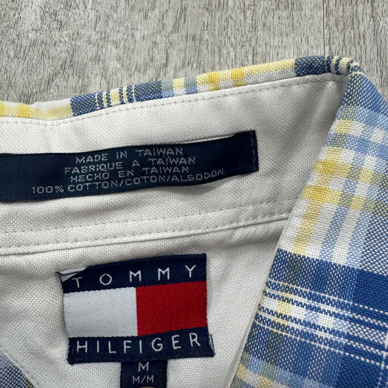 Tommy Hilfiger Vintage Tommy Hilfiger Button Shirt Medium Blue Yellow Plaid Size US M / EU 48-50 / 2 - 7 Thumbnail