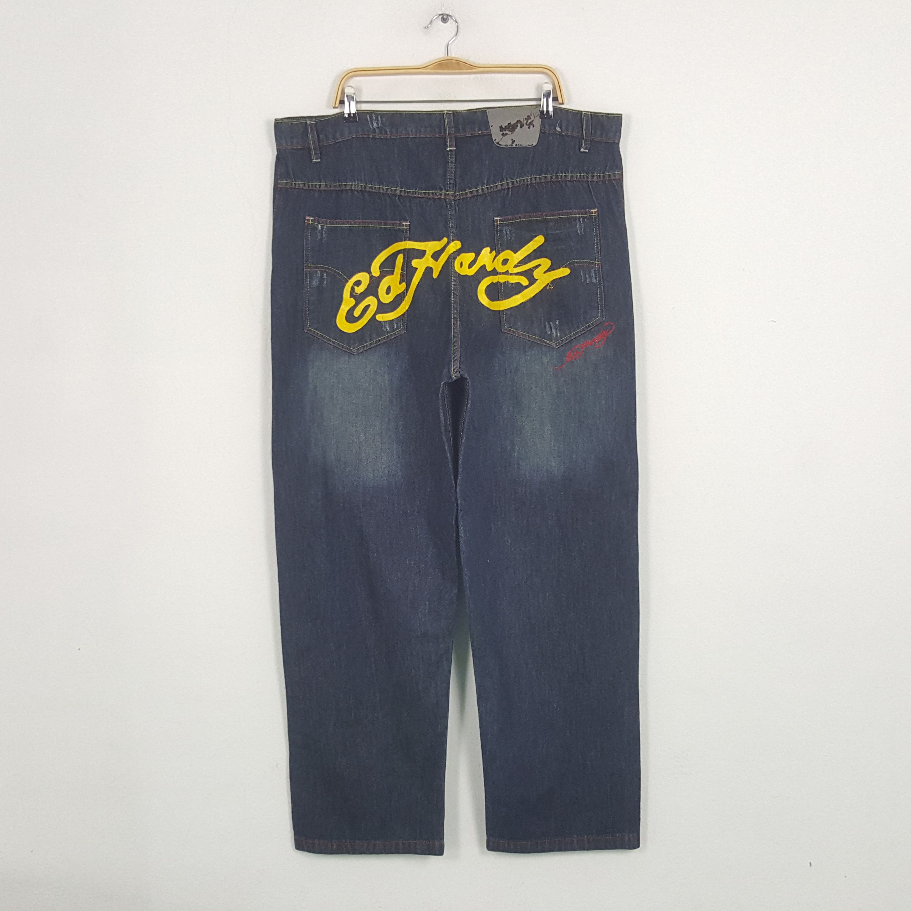 Christian Audigier × Ed Hardy × Vintage Vintage Ed Hardy by Christian Audiger Baggy Denim Jeans Size US 43 - 1 Thumbnail