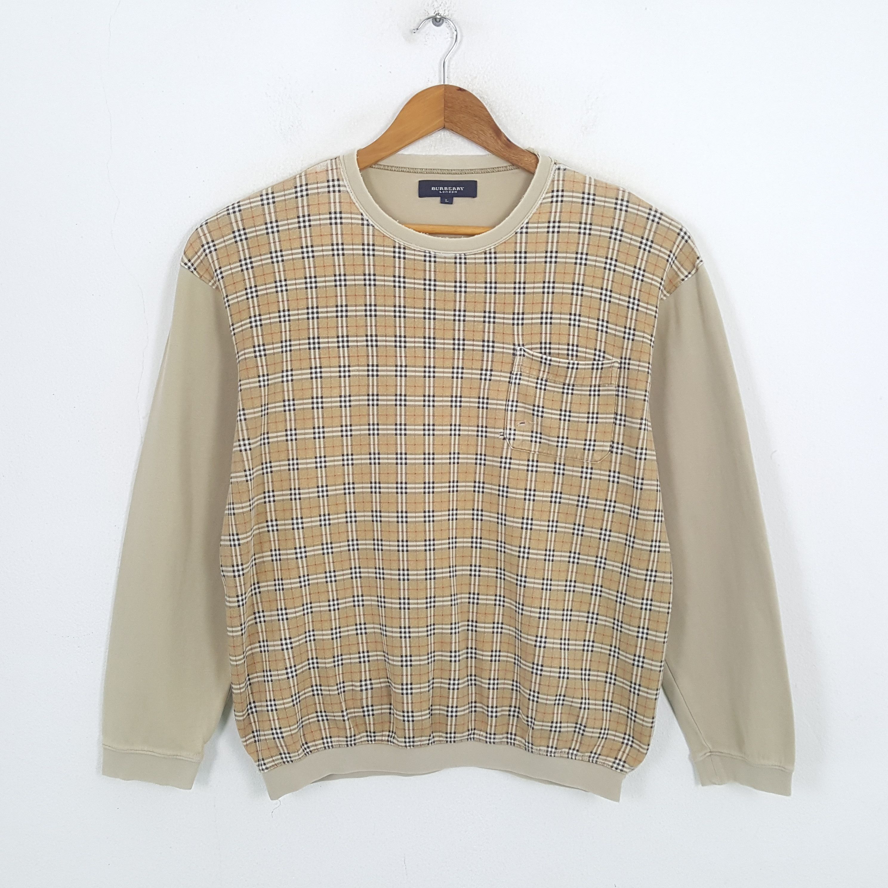 Burberry Vintage BURBERRY LONDON Nova Check Distressed Sweatshirt Size US L / EU 52-54 / 3 - 3 Thumbnail