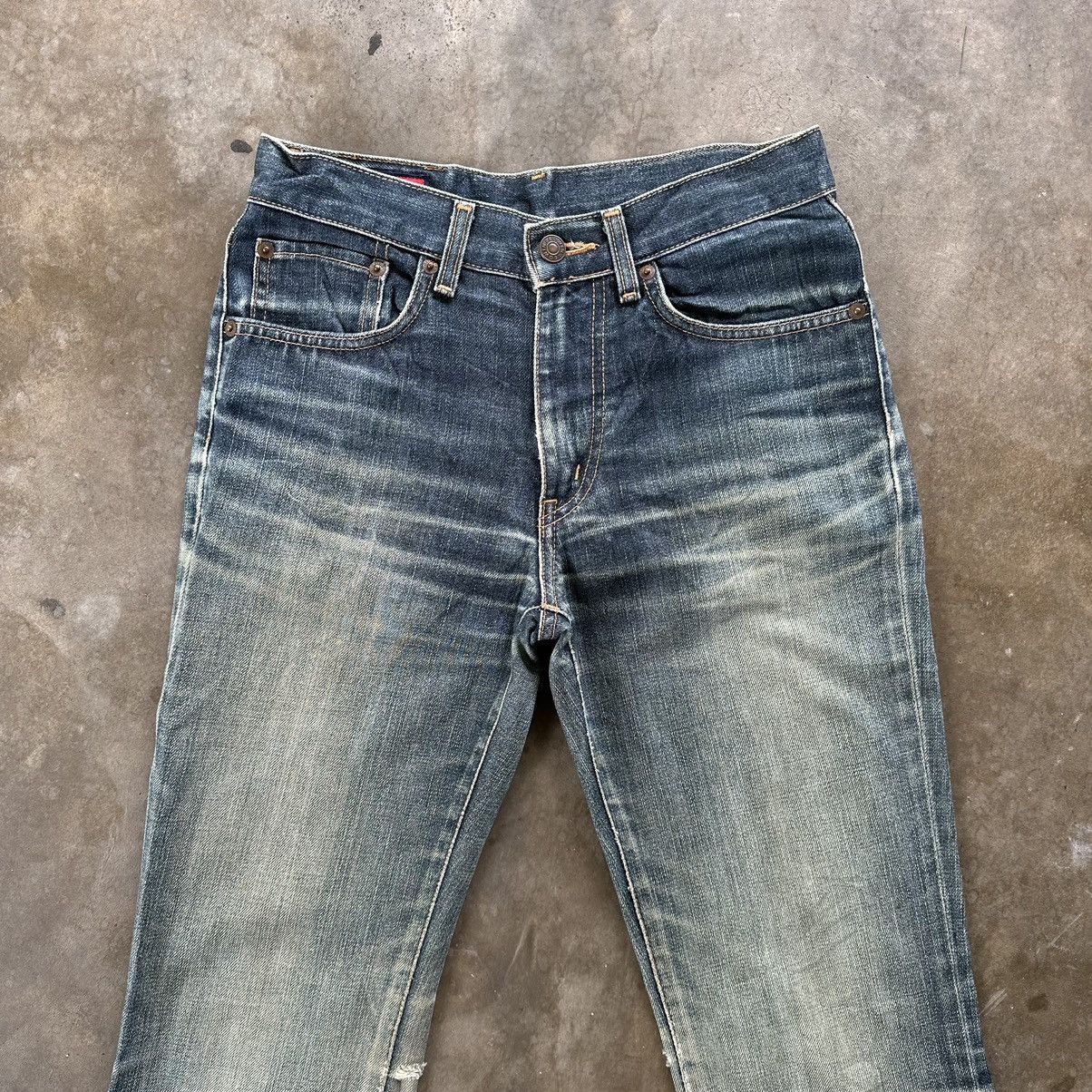 Japanese Brand Vintage Edwin Faded Flare Distressed Jean Denim Pant W28 Size US 28 / EU 44 - 3 Thumbnail