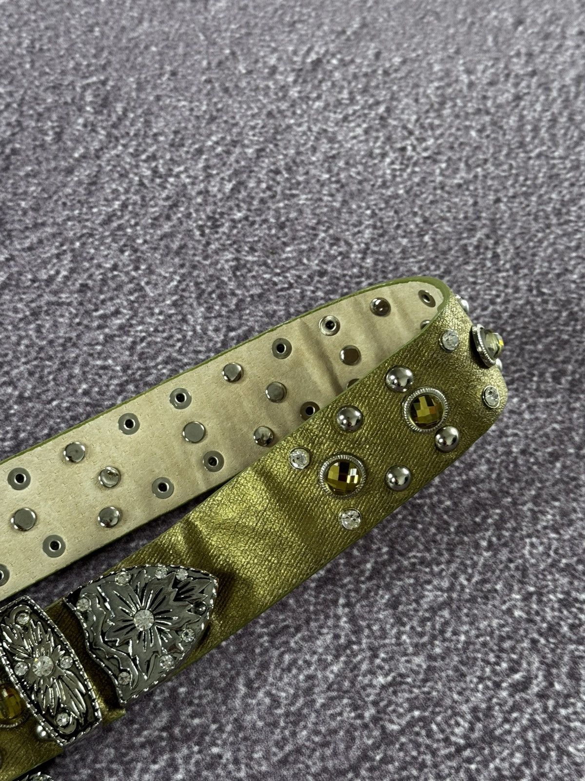 Japanese Brand Y2K Bb Simons Style Glamour Rhinestones Grunge Belt Size 30 - 6 Thumbnail