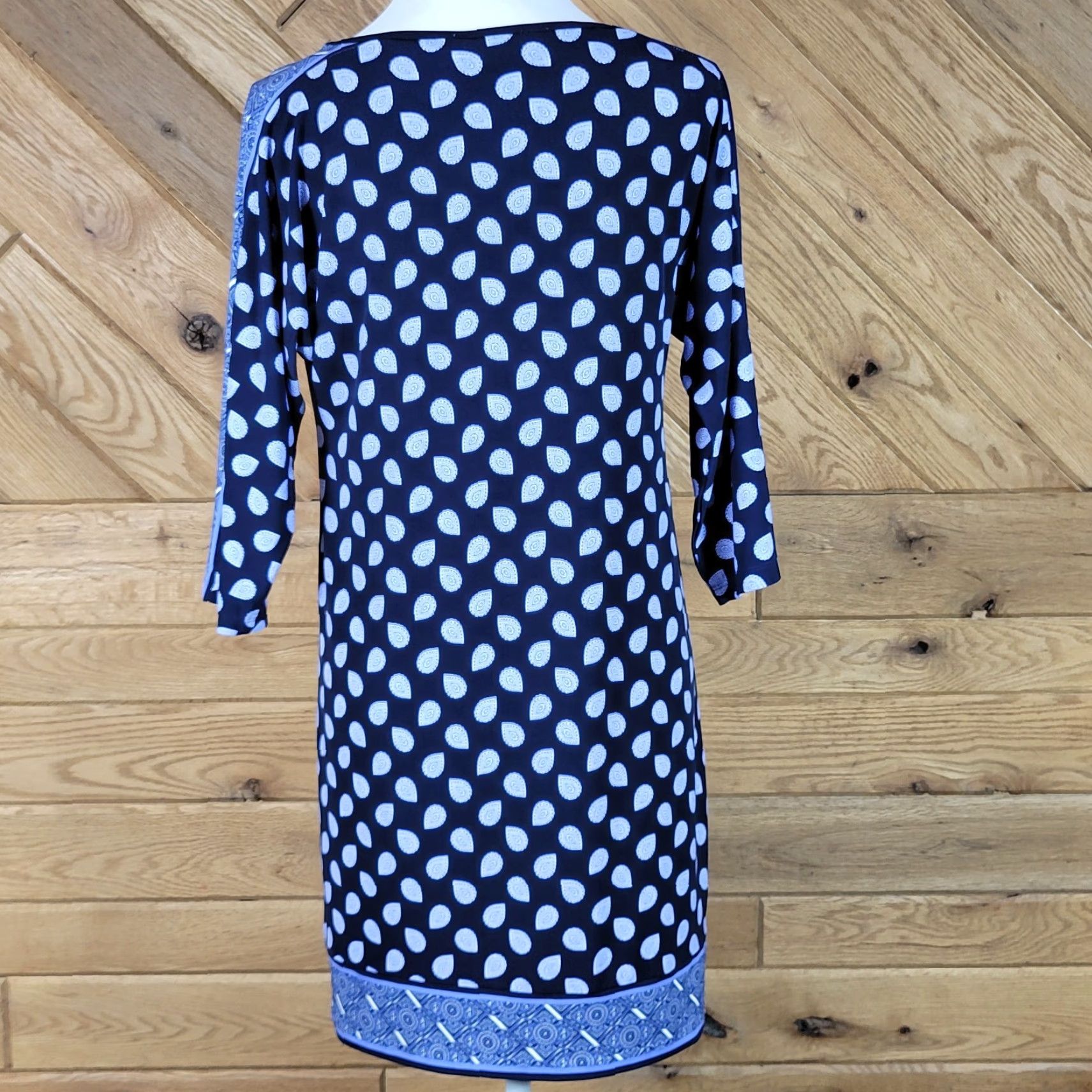 Michael Kors Michael Kors Womens Blouson Dress 3/4 Sleeve Blue XS Paisley Dress, Knee Length, Pullover, Casual, Polyester Elastane, Boat Neck, Regular Size Size XS / US 0-2 / IT 36-38 - 4 Thumbnail