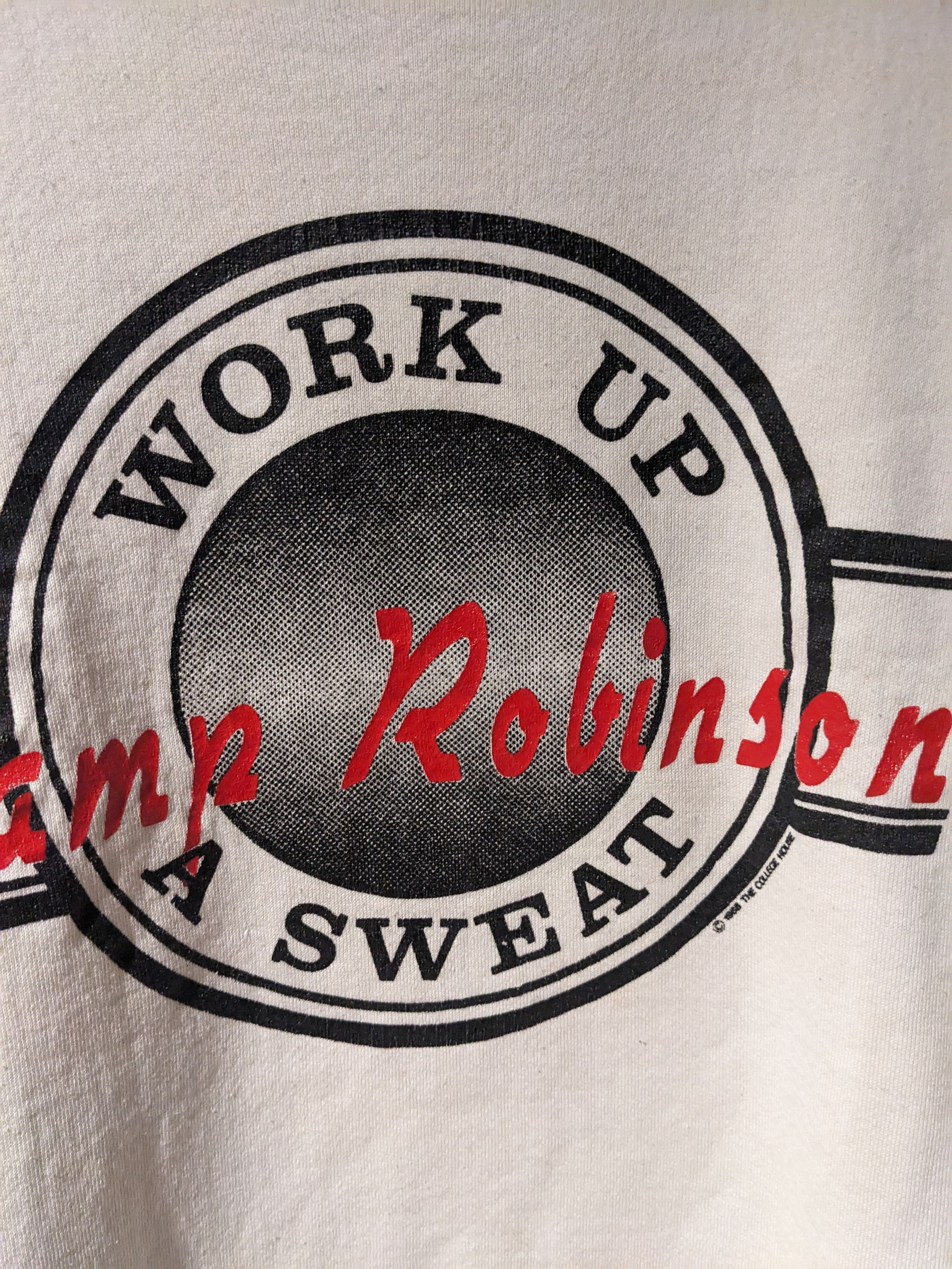 Vintage Vintage 1988 Camp Robinson Work Up a Sweat Medium Sweatshirt Size US M / EU 48-50 / 2 - 2 Thumbnail