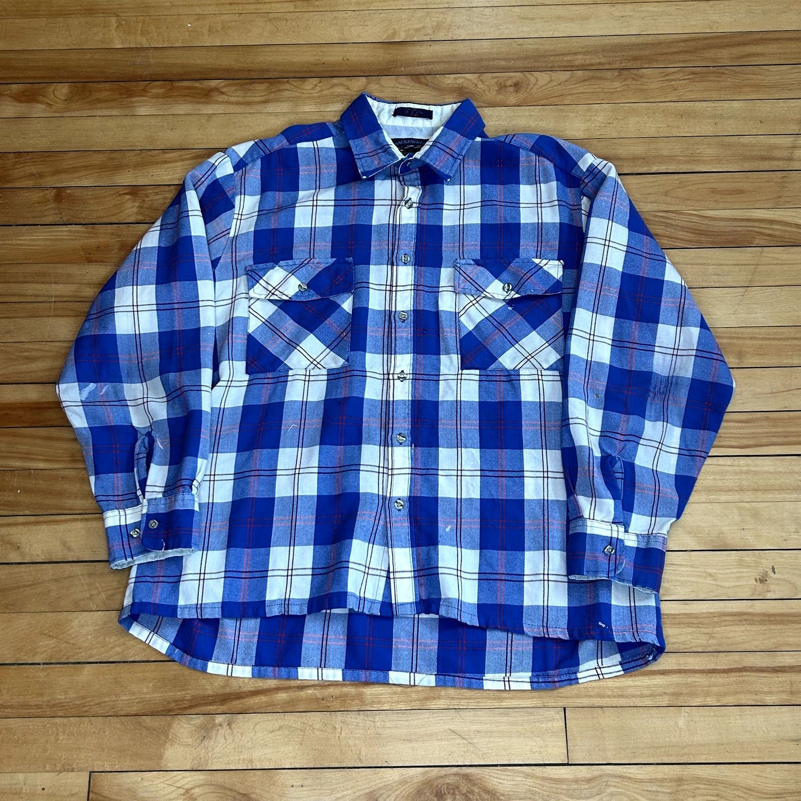 Vintage Vintage Backpacker Blue & White Flannel XL Size US XL / EU 56 / 4 - 1 Thumbnail