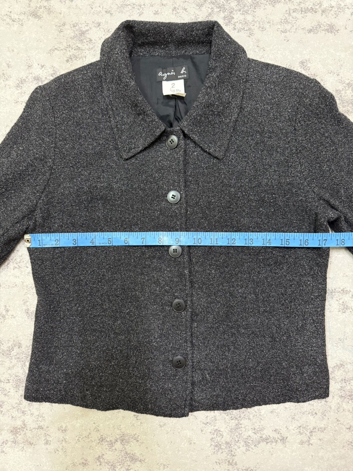 agnes b. Agnes B. Charcoal Black Light Tweed Jacket Button Up Size S / US 4 / IT 40 - 16 Thumbnail
