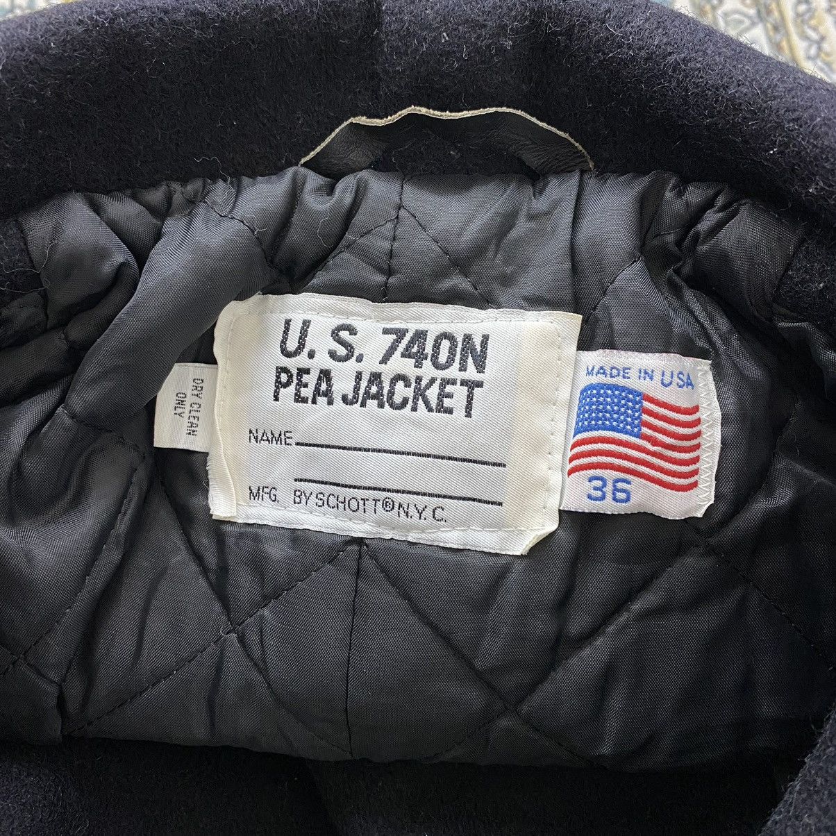 Schott Vintage 80s Vintage SCHOTT USA 740N Black Pea Coat Jacket Size US M / EU 48-50 / 2 - 5 Thumbnail