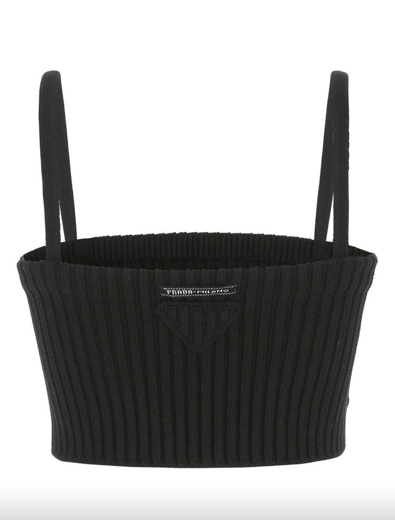Prada Prada Ribbed-Knit Cropped Tank Top black Size L / US 10 / IT 46 - 1 Thumbnail