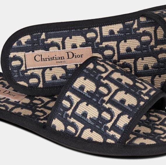 Dior o1w1db10724 Dior Chez Moi Slides in Deep Blue / Beige Size US 10 / IT 40 - 4 Thumbnail