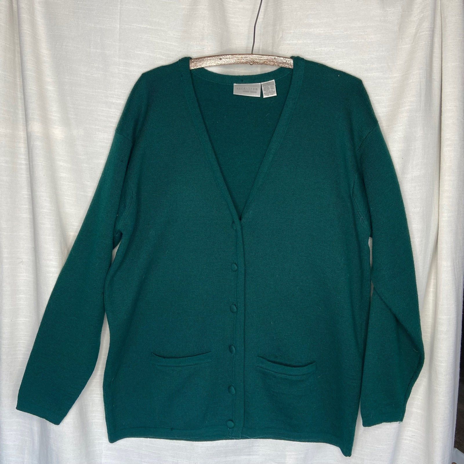 Nordstrom Vintage Nordstrom Town Square Green Wool Cardigan Sweater Size L / US 10 / IT 46 - 2 Thumbnail