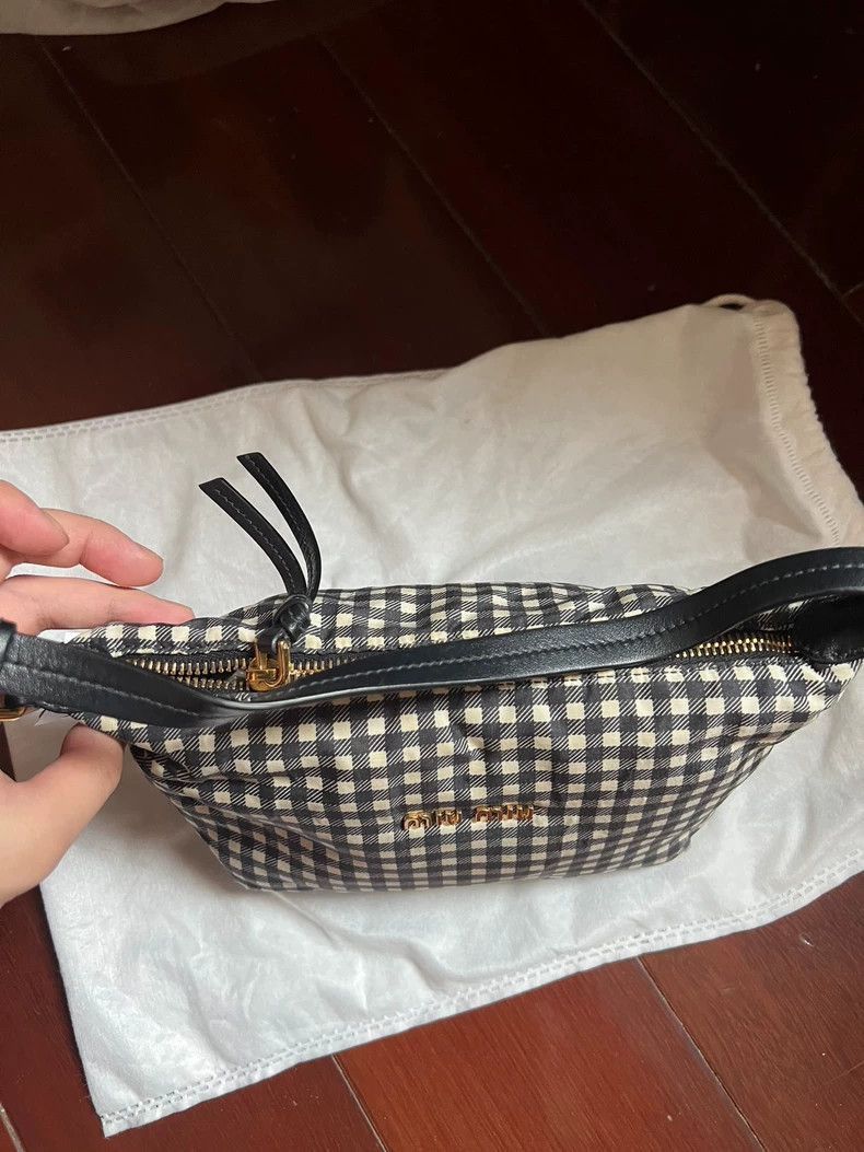 Prada Miumiu Checkered Bag Personal Use Sold As Is-2506 Size ONE SIZE - 3 Thumbnail