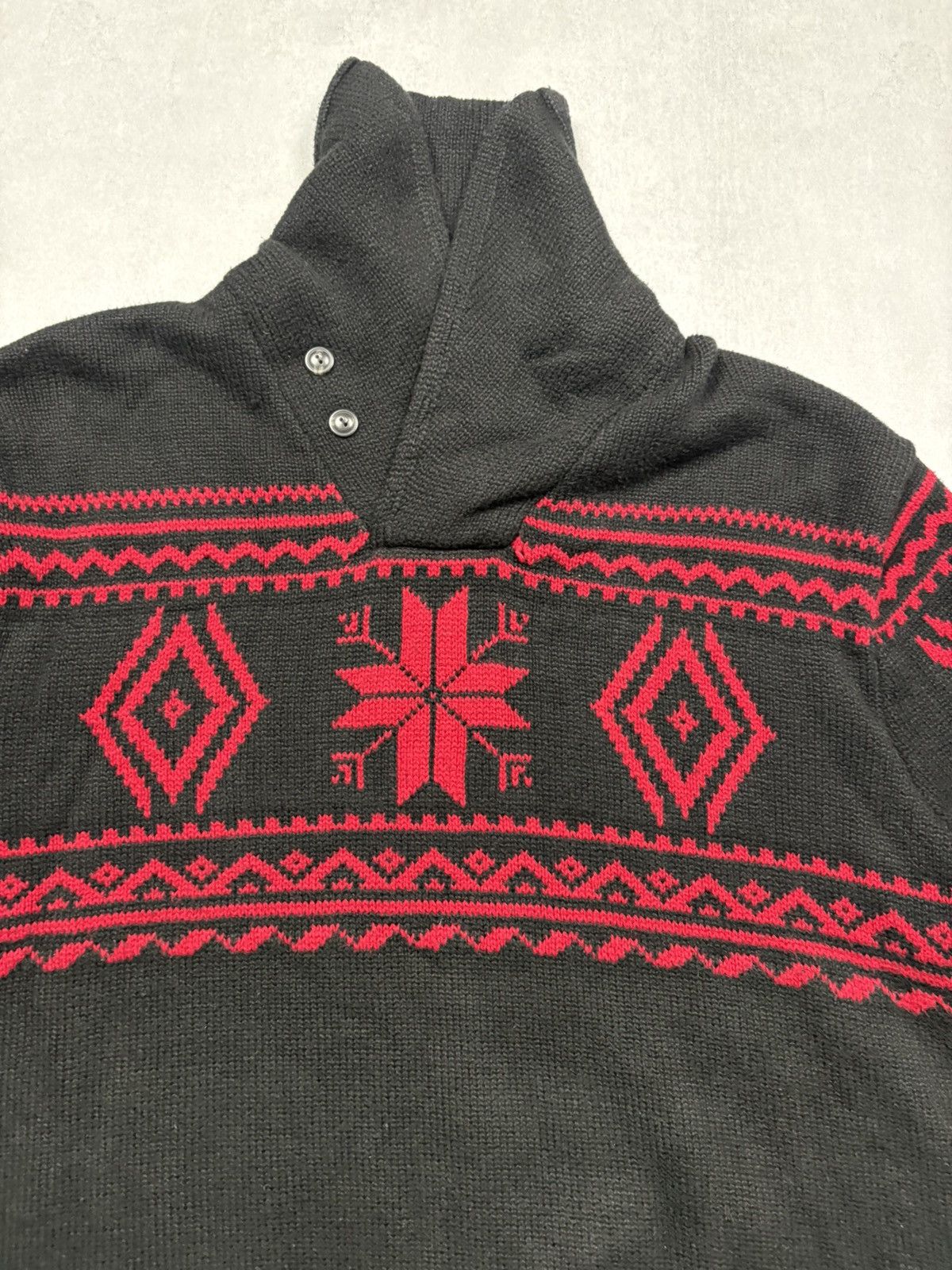 Polo Ralph Lauren Polo Ralph Lauren Snowflake Nordic Shawl Collar Sweater VTG Size US XL / EU 56 / 4 - 6 Thumbnail