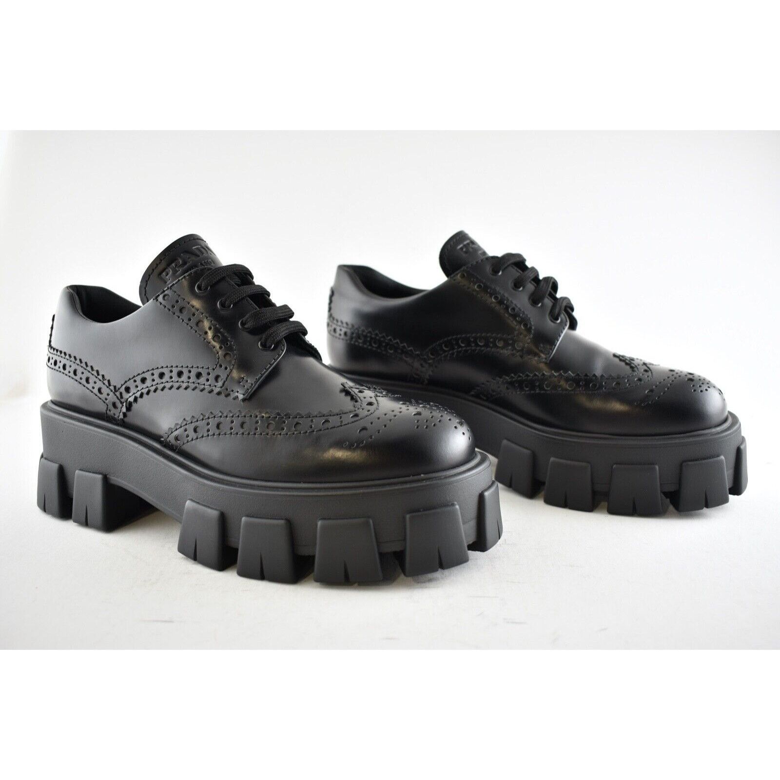 Prada Monolith Brogue Platform Loafer Creeper Lace Up Flat 41.5 Size US 11.5 / IT 41.5 - 4 Thumbnail