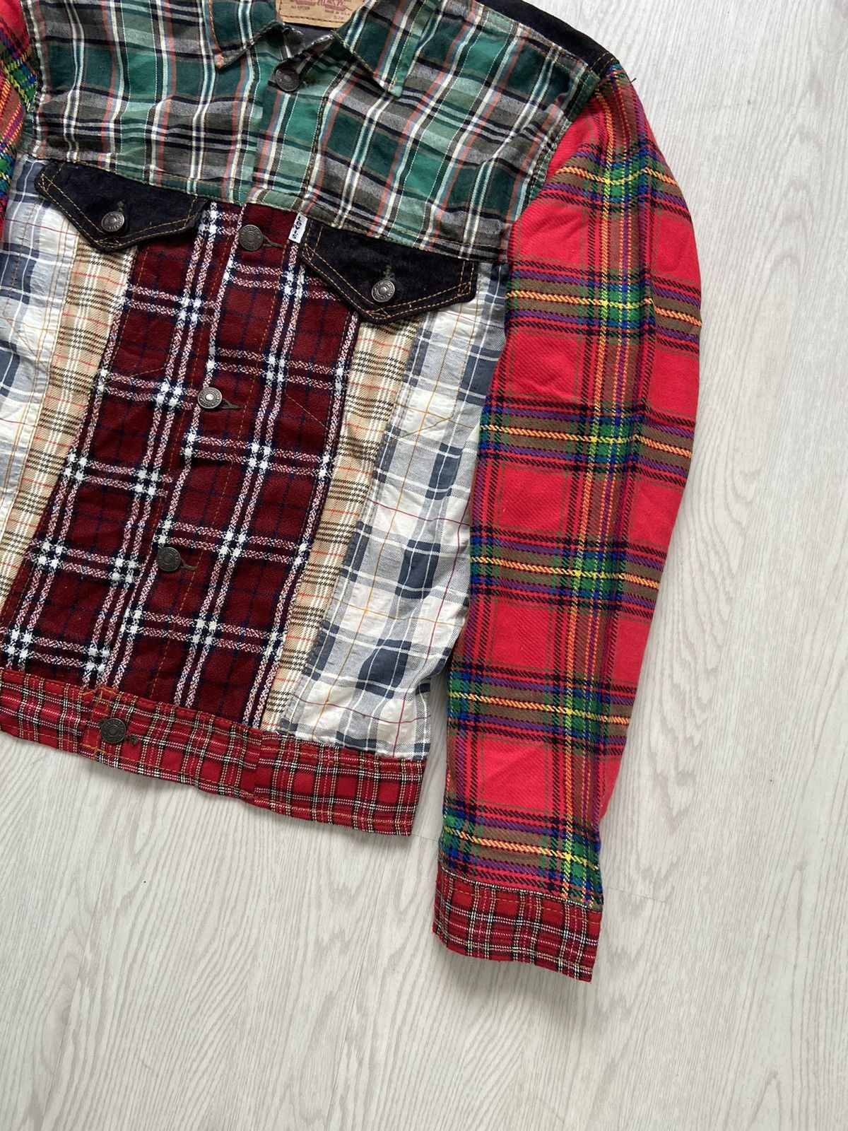 Levi's × Levi's Made & Crafted Vintage Levis Rebuild Patchwork Plaid Trucker Jacket Size US M / EU 48-50 / 2 - 2 Thumbnail