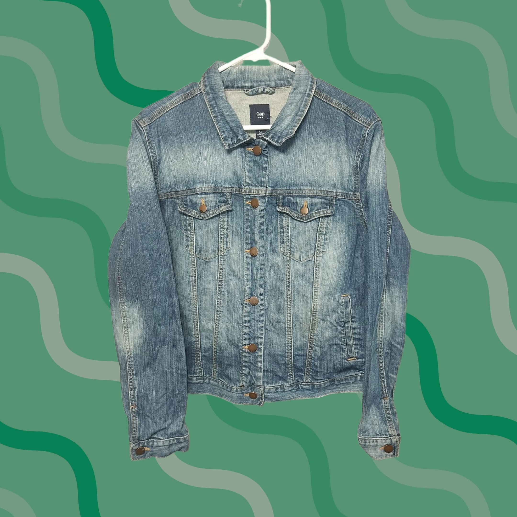 Gap GAP Denim Jacket Women's L Blue Cotton Blend Denim Basic Jacket Button Closure Large Size Regular Size L / US 10 / IT 46 - 1 Thumbnail