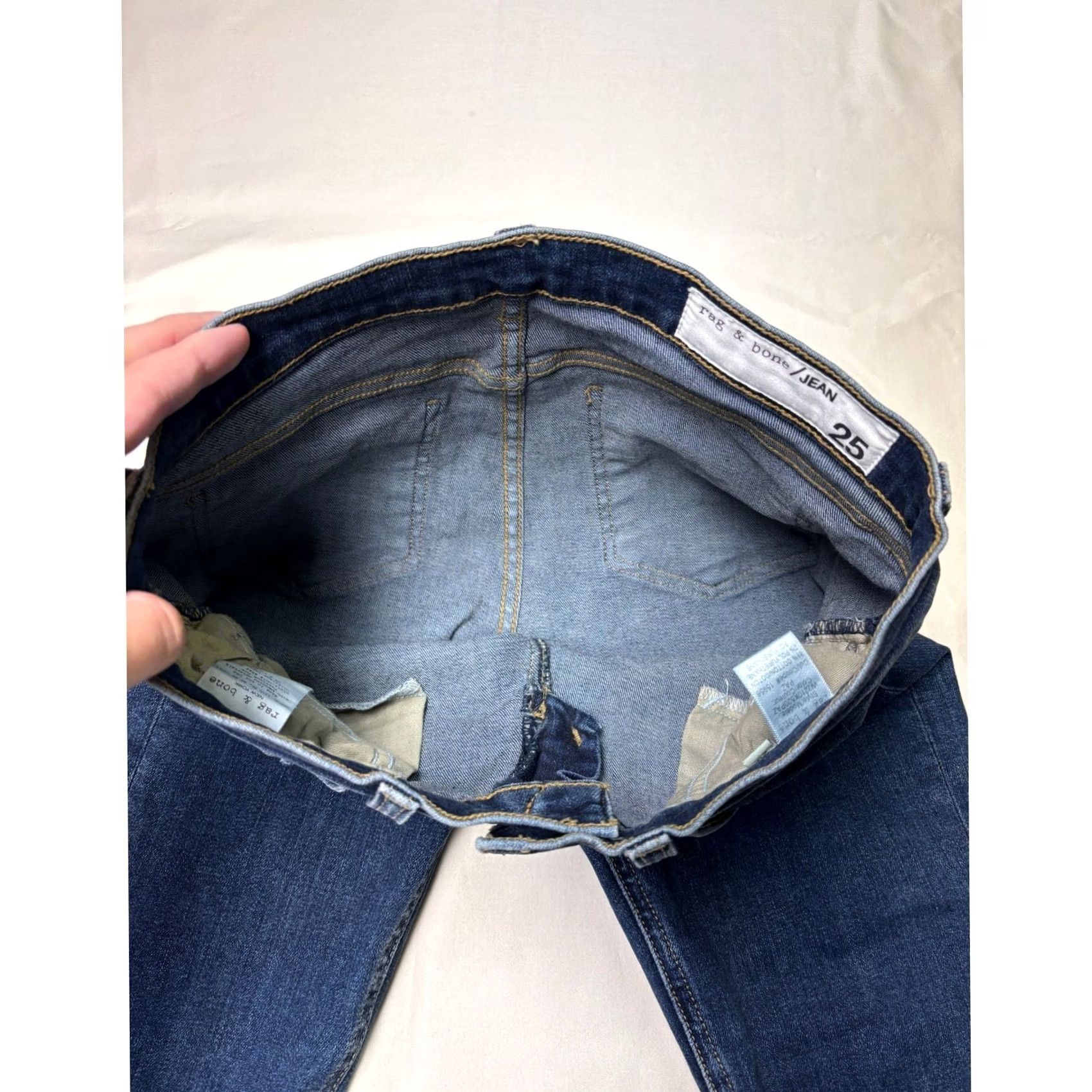 Rag & Bone rag & bone Women's Stevie Ankle Tie Capri Jeans Skinny 25 Paz Bow Detail Dark Wash Denim Slim Zip Tie Womens Jeans Size 42" / US 20 - 4 Thumbnail