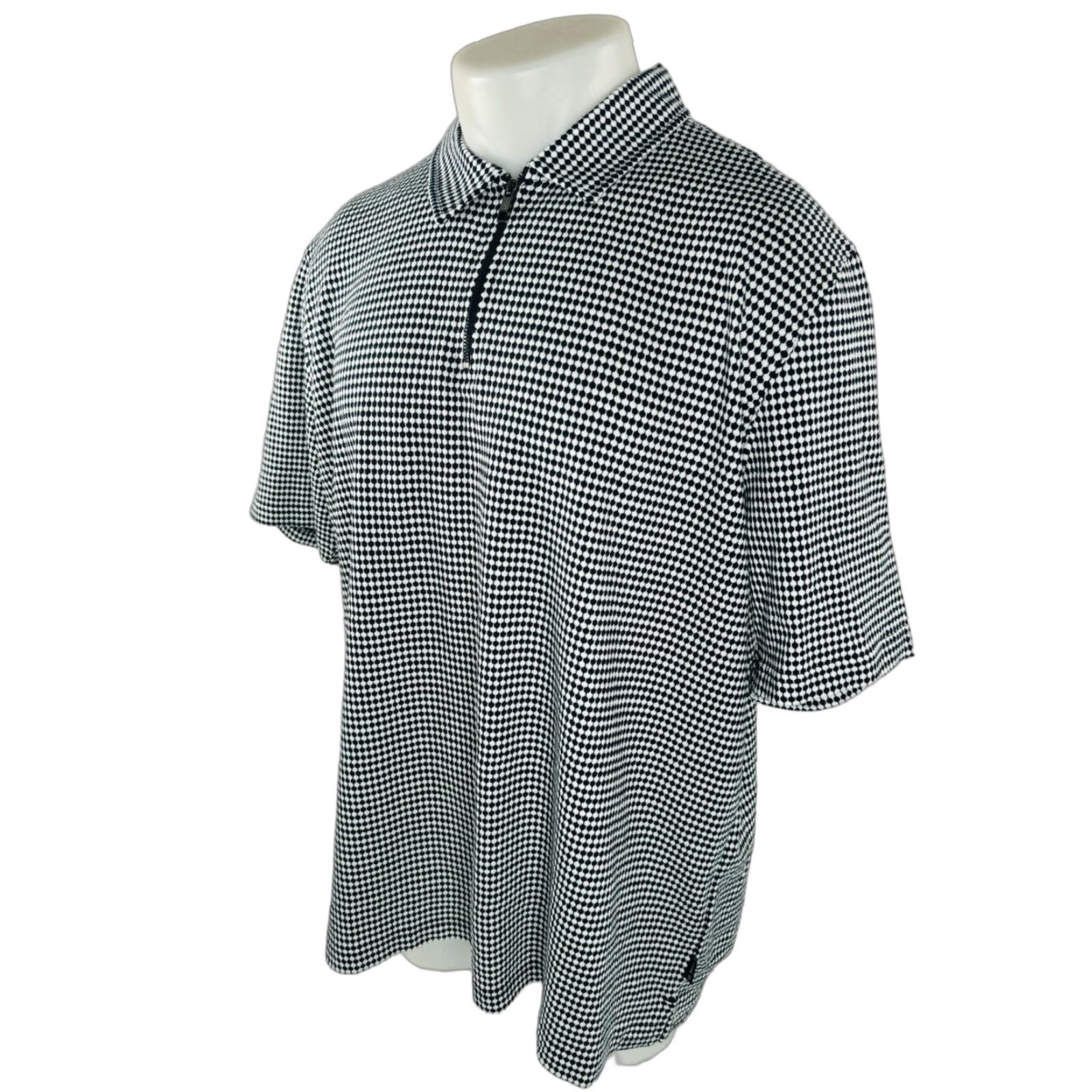 Ted Baker TED BAKER London Polo Shirt - Textured Geometric Zip Collar Men’s XS?M? Size M Black/White Shirt Size US M / EU 48-50 / 2 - 1 Thumbnail