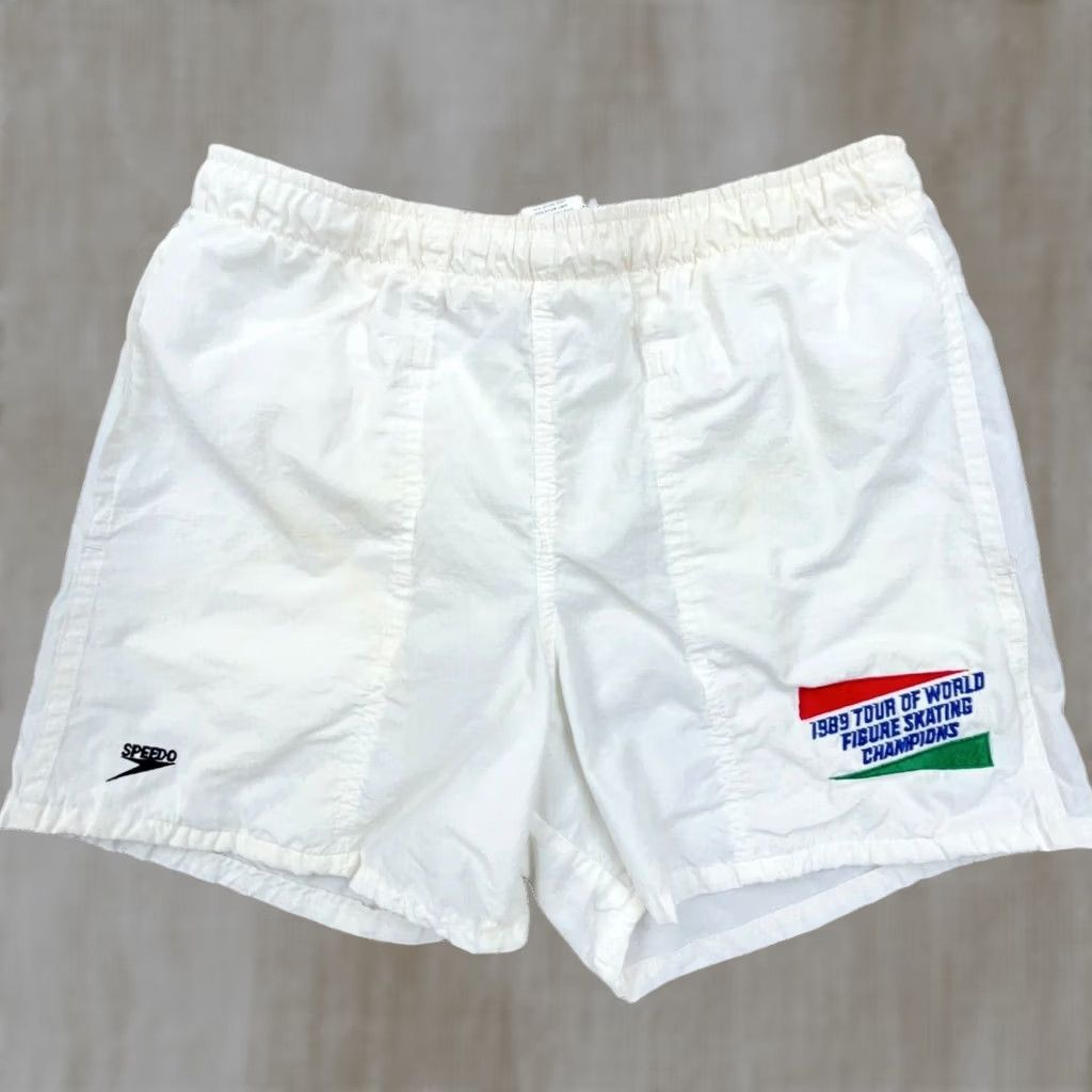 Speedo VINTAGE Speedo White Figure Skating Shorts Women XS Small 1989 World Tour Champs 80s USA Size 32" / US 10 / IT 46 - 1 Thumbnail