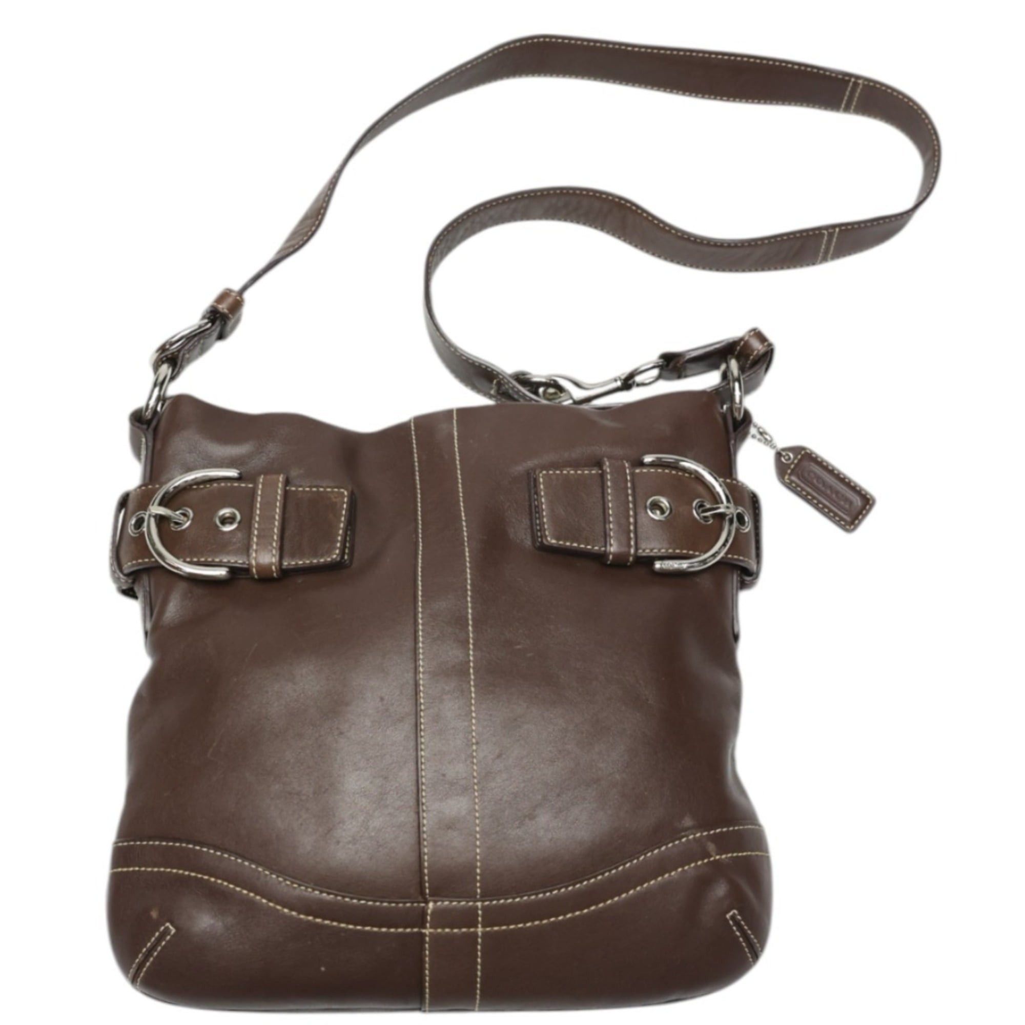 Coach Coach Leather Soft Duffle Shoulder Bag, Crossbody, 1452, Dark Brown Size ONE SIZE - 1 Thumbnail