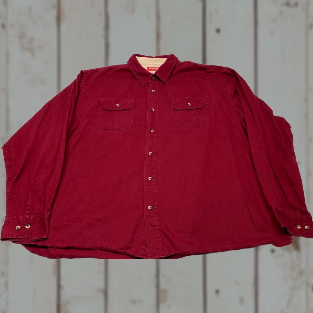 Wrangler Wrangler Shirt Mens 3XL Red Casual Long Sleeve Button-Up Cotton 7674 Size US XXL / EU 58 / 5 - 1 Thumbnail