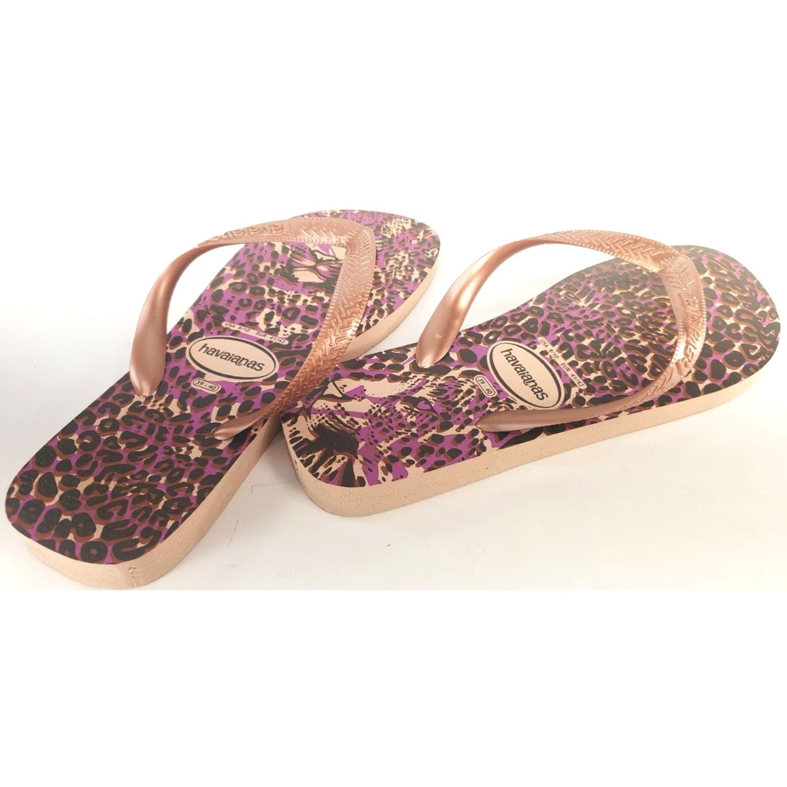 Vintage Havaianas Flip Flop Sandal Thong Rubber Leopard Cheetah Pink Purple Black Size 9 /10 Womens Pre-owned Vintage: No Size US 9 / IT 39 - 4 Thumbnail