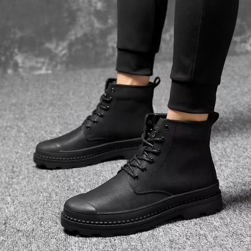 Japanese Brand Lace-Up Casual Boots Pu Leather Size US 8 / EU 41 - 4 Thumbnail