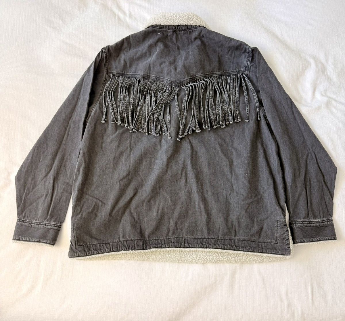 DENIM TEARS × Levi's New Motorcycle/Western Black Faded Denim Sherpa Pullover Size US XL / EU 56 / 4 - 10 Thumbnail