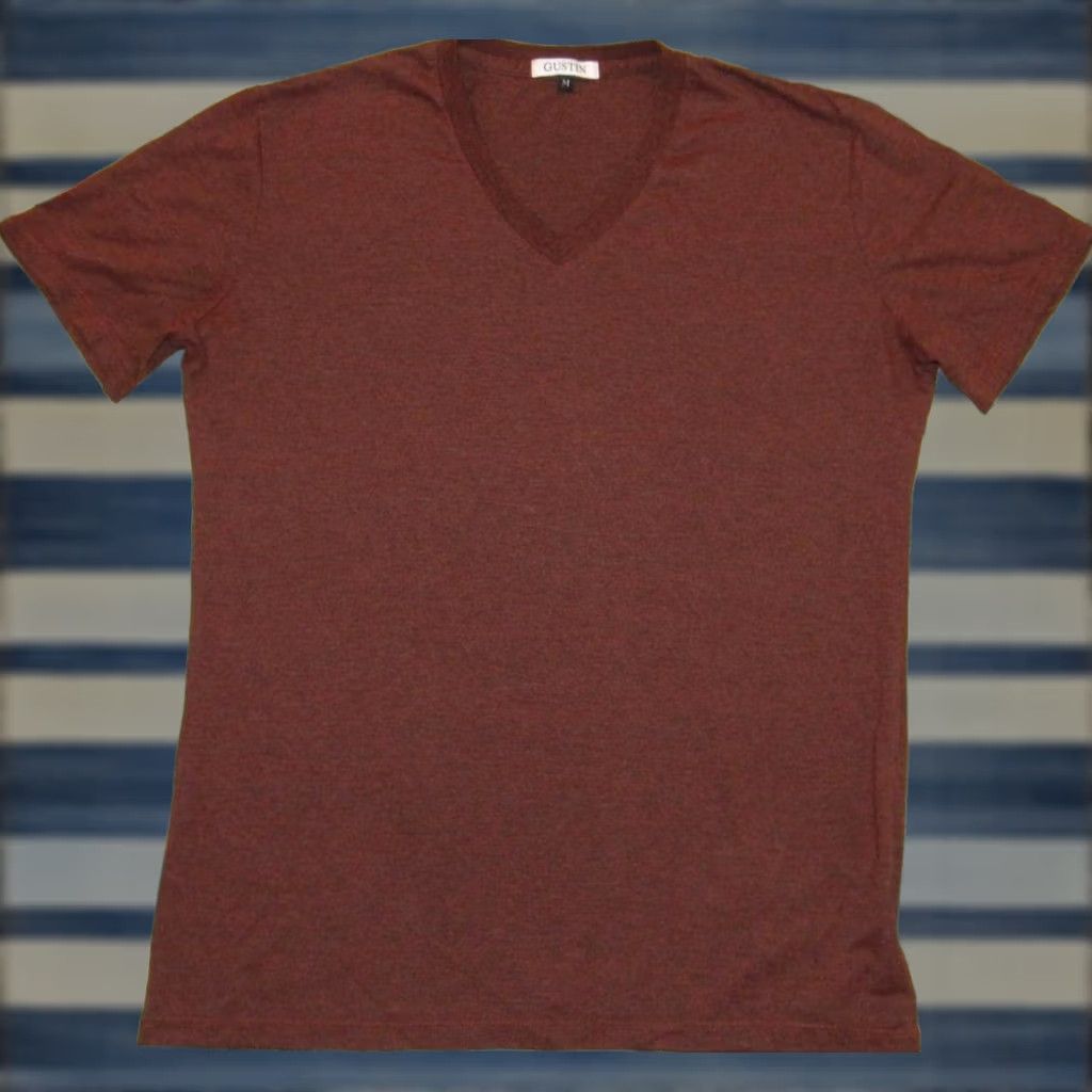 Gustin GUSTIN Rust Rayon Tri Blend Short Sleeve V Neck T Shirt Medium M Size US M / EU 48-50 / 2 - 1 Thumbnail
