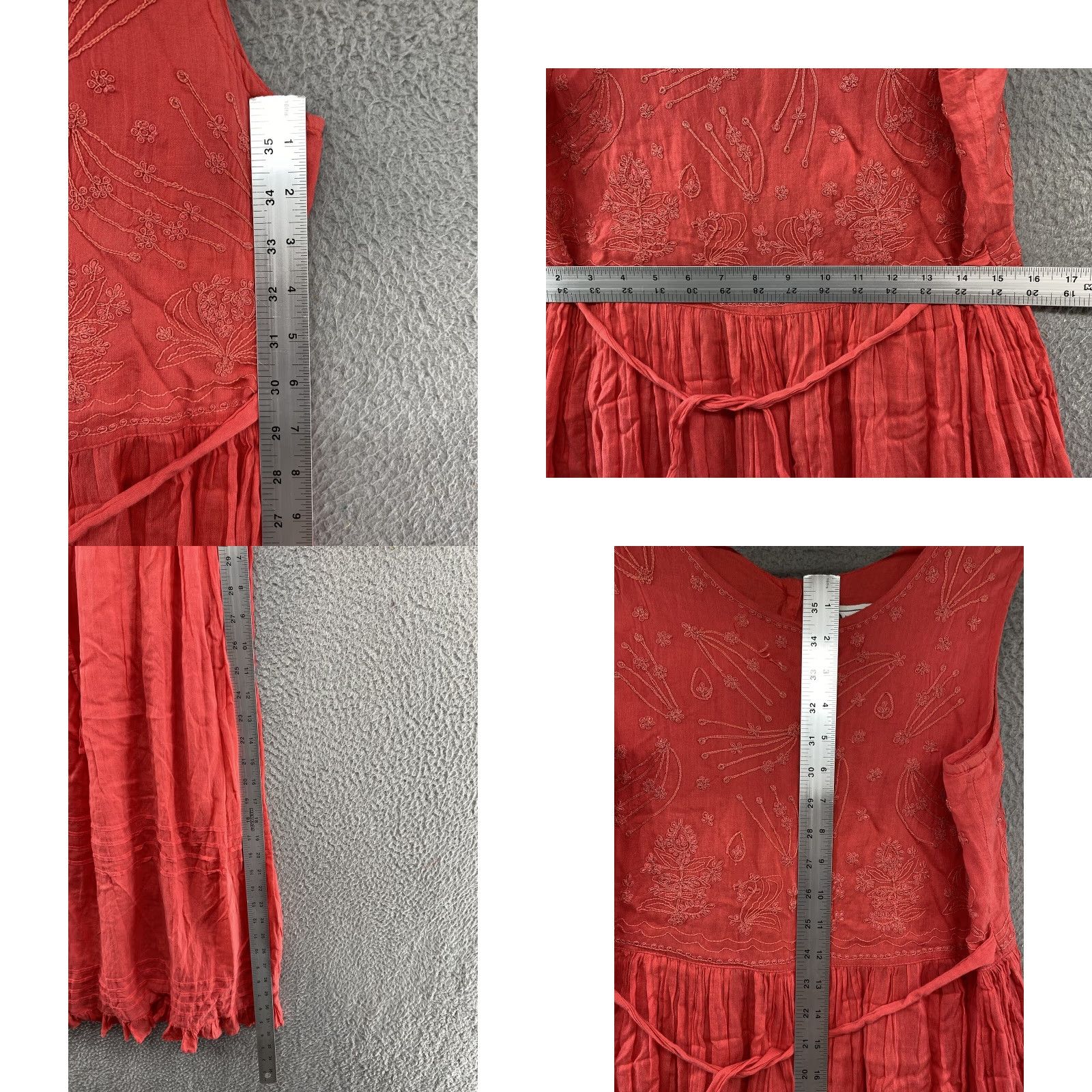 Vintage VINTAGE Victoria Holley Embroidered Floral Sleeveless Maxi Dress P Pink Women's Maxi Dress Embroidered Floral 90s Victoria Holley Size S / US 4 / IT 40 - 8 Thumbnail