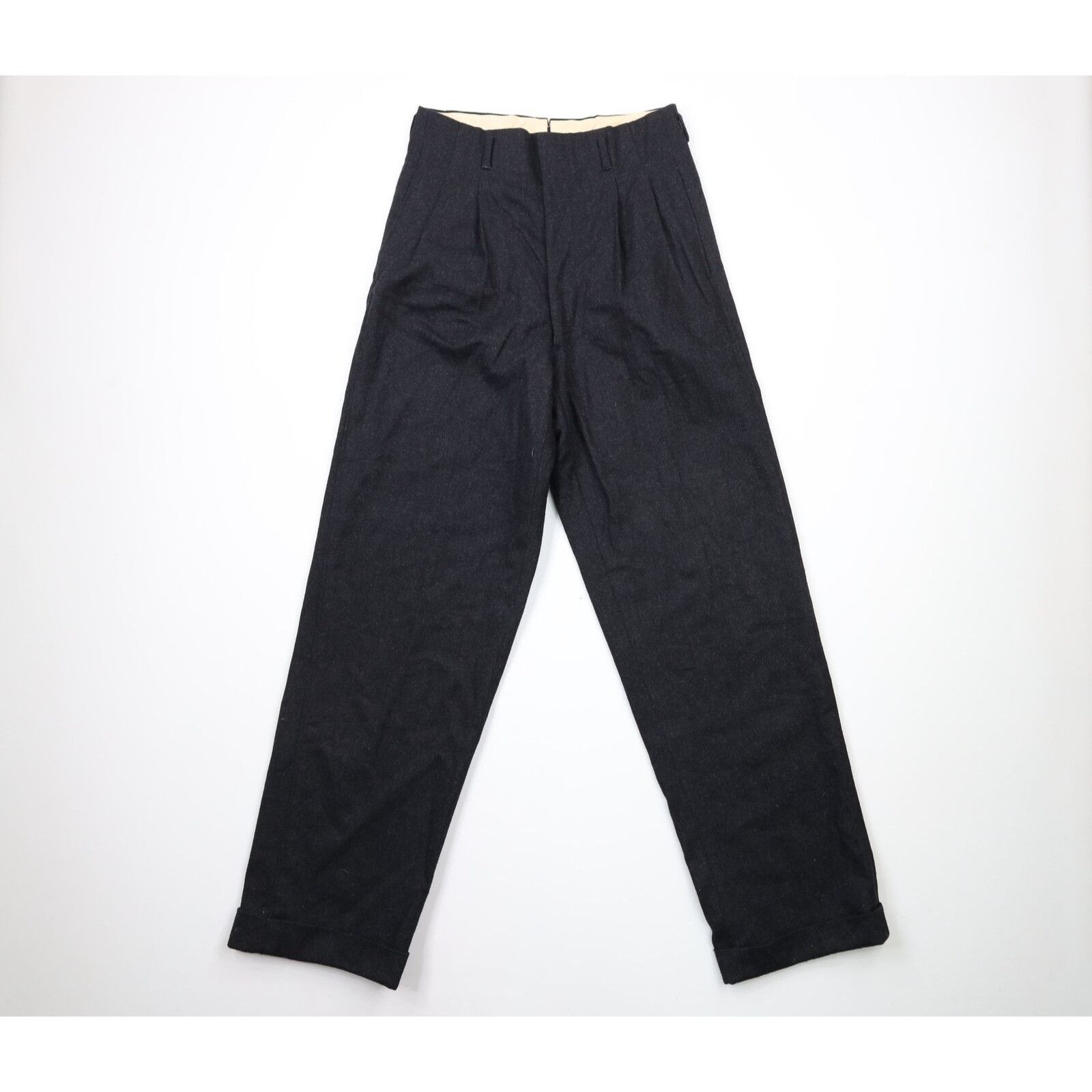 Vintage Vintage 30s Heavyweight Wool Pleated Cuffed Wide Leg Pants Size US 30 / EU 46 - 1 Thumbnail