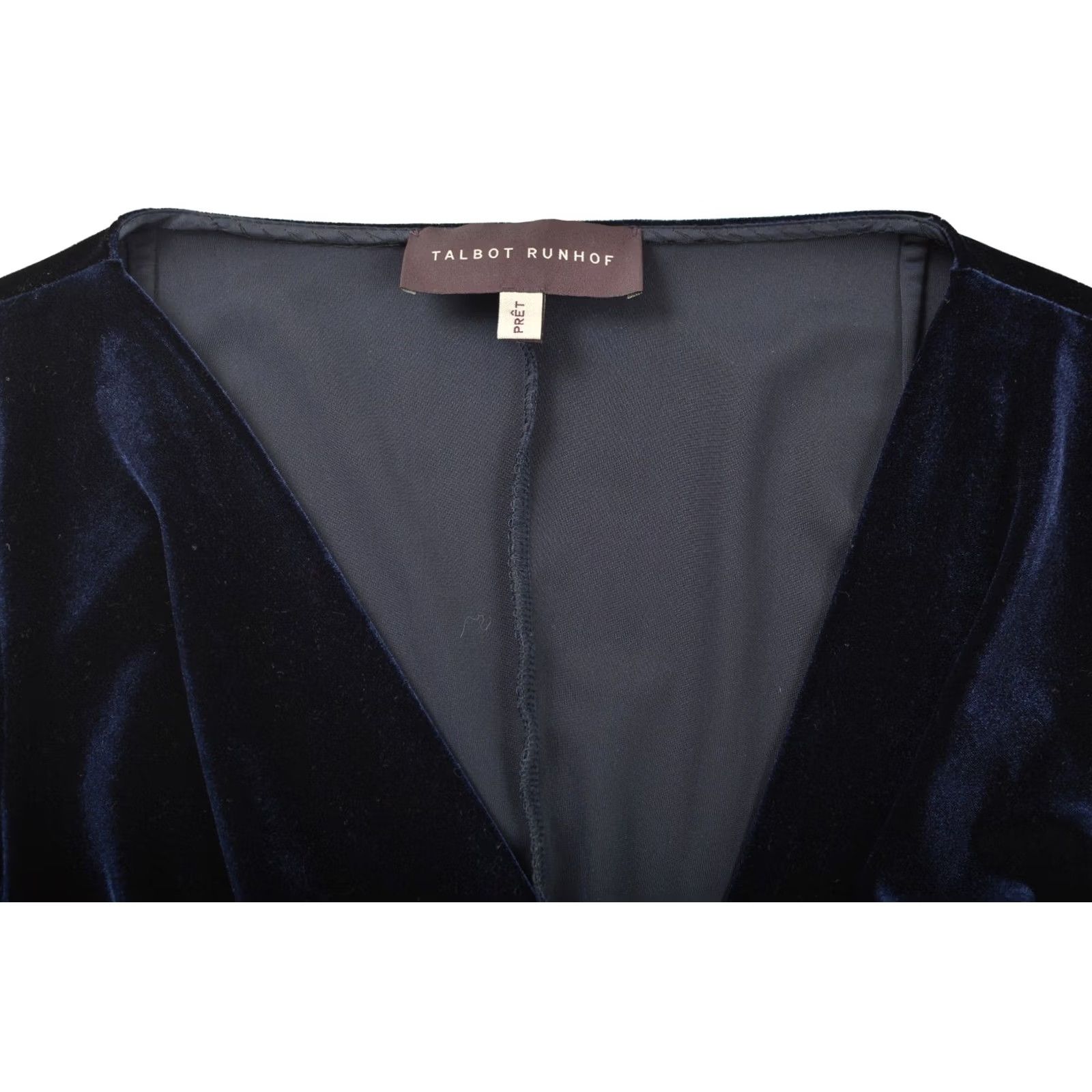 Vintage Talbot Runhof Blouse Navy Stretch Velvet Wrap Cassiopeia 36 Made in Germany Womens Size XS / US 0-2 / IT 36-38 - 2 Thumbnail