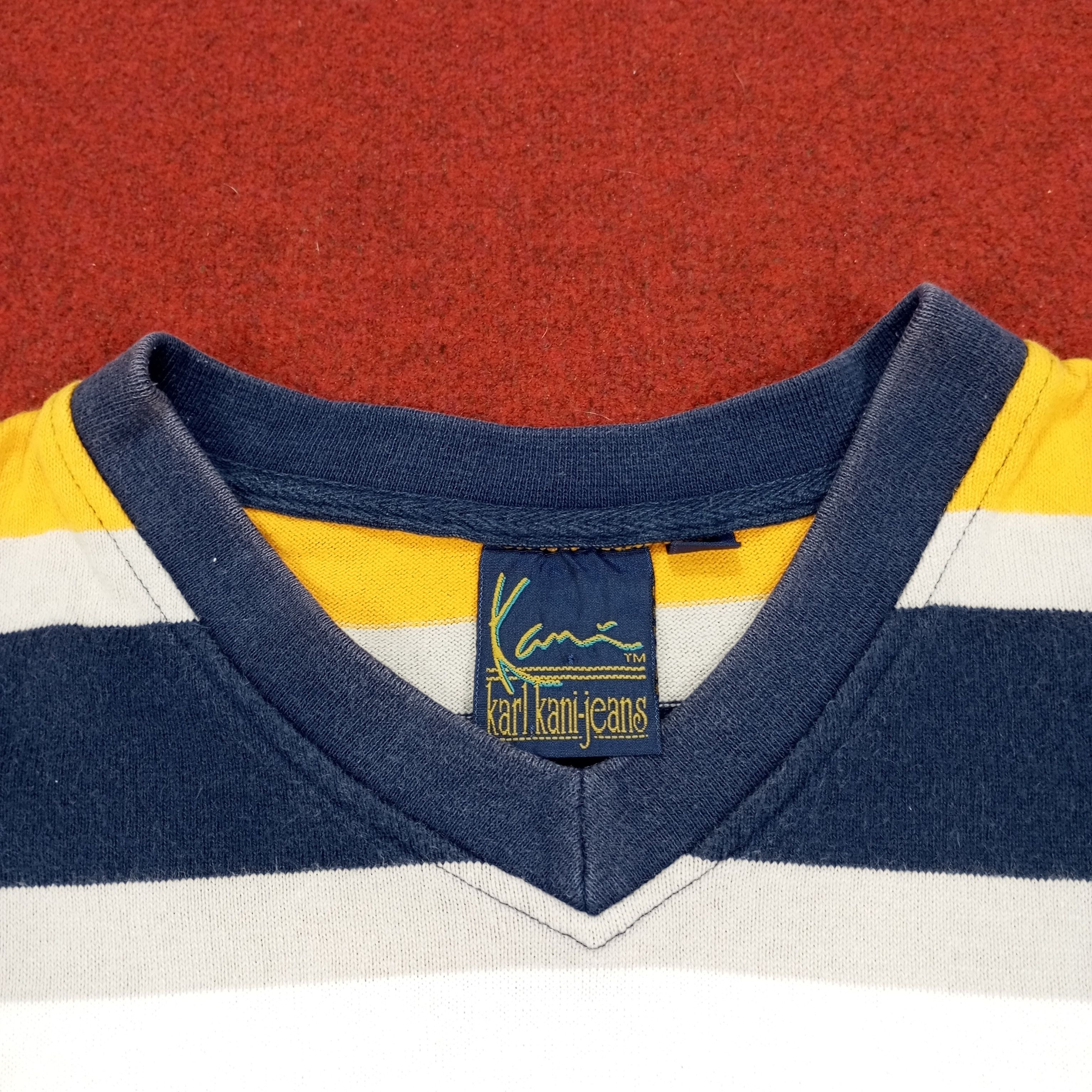 Karl Kani × Vintage Karl Kani Jeans Stripes Design Tshirt Size US XL / EU 56 / 4 - 4 Thumbnail