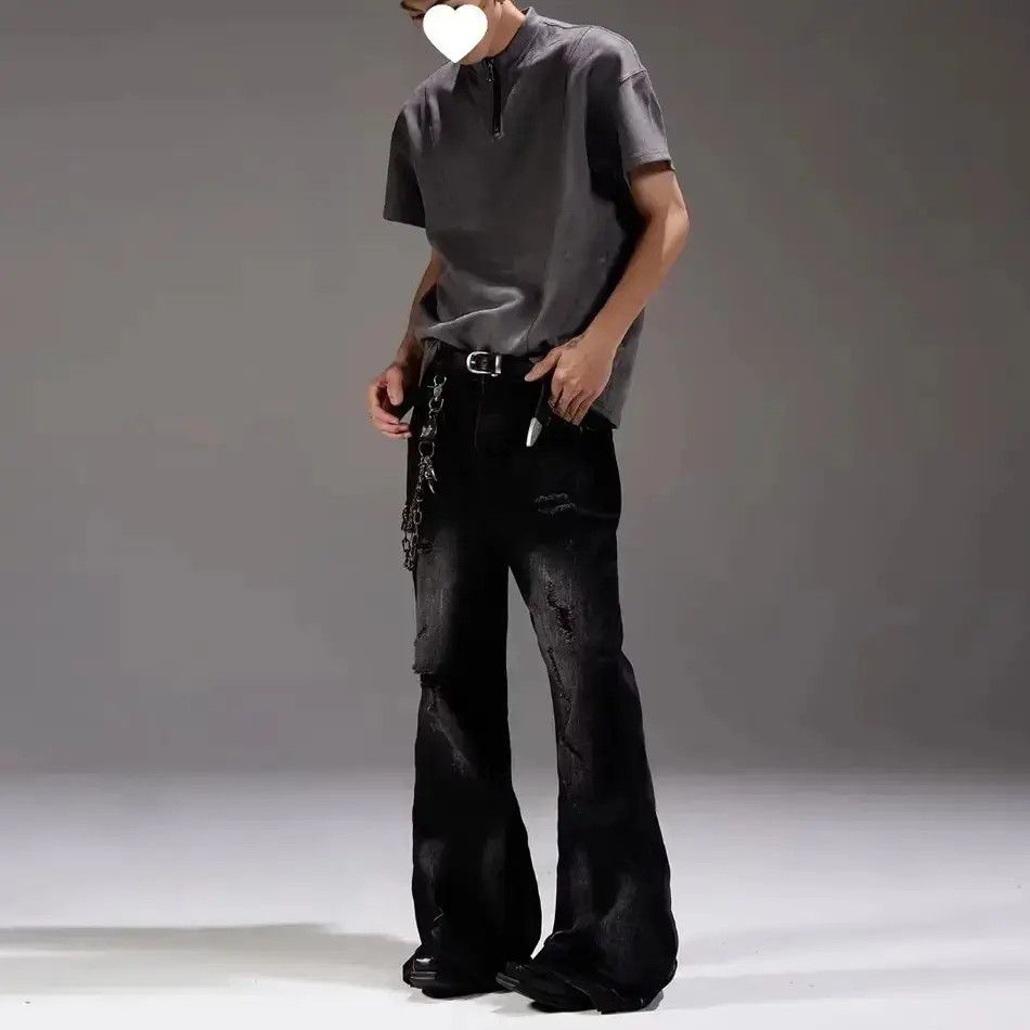 Japanese Brand Retro micro flared ripped jeans Size US 32 / EU 48 - 1 Thumbnail