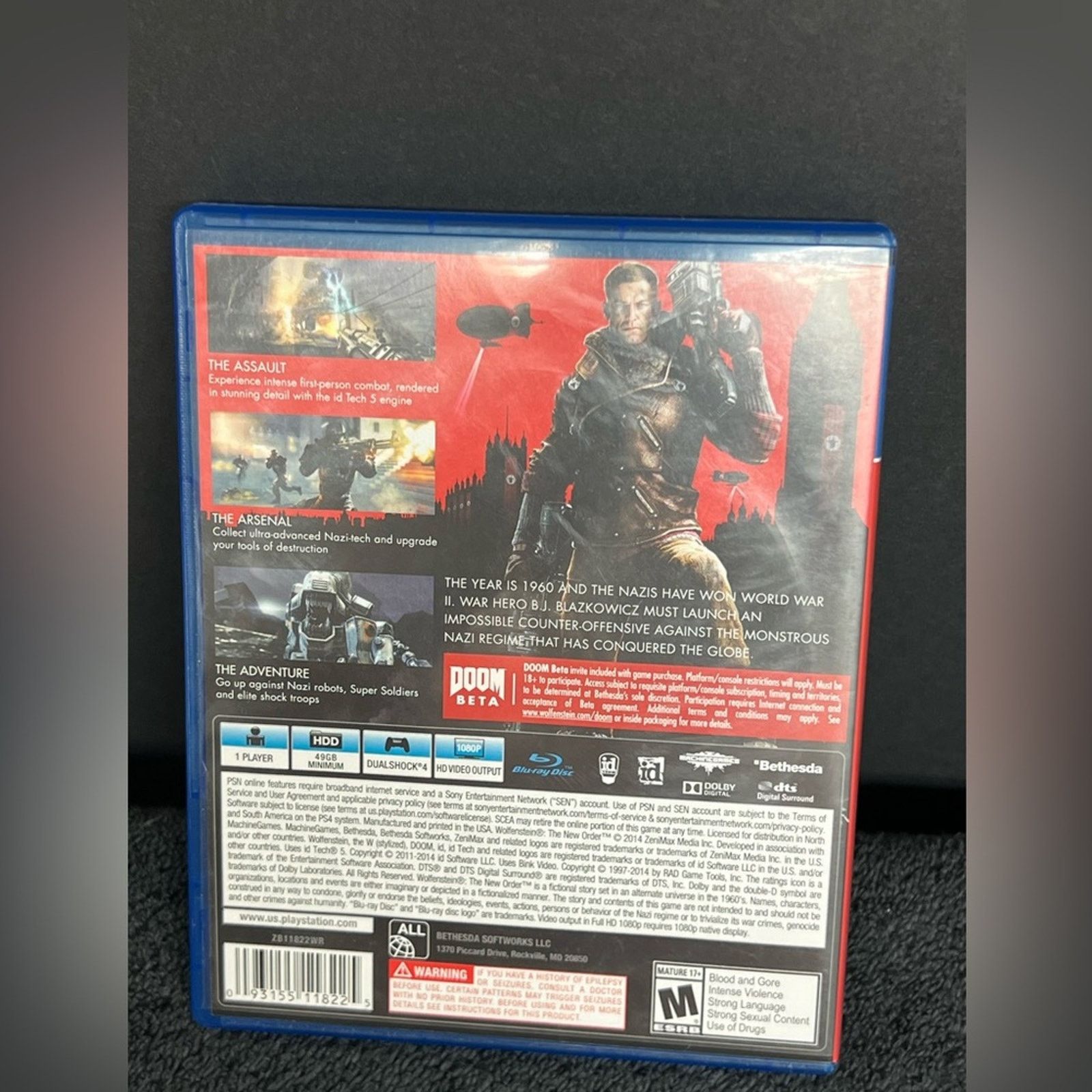 Sony Wolfenstein: The New Order (Sony PlayStation 4, 2014) - CIB Size ONE SIZE - 3 Thumbnail