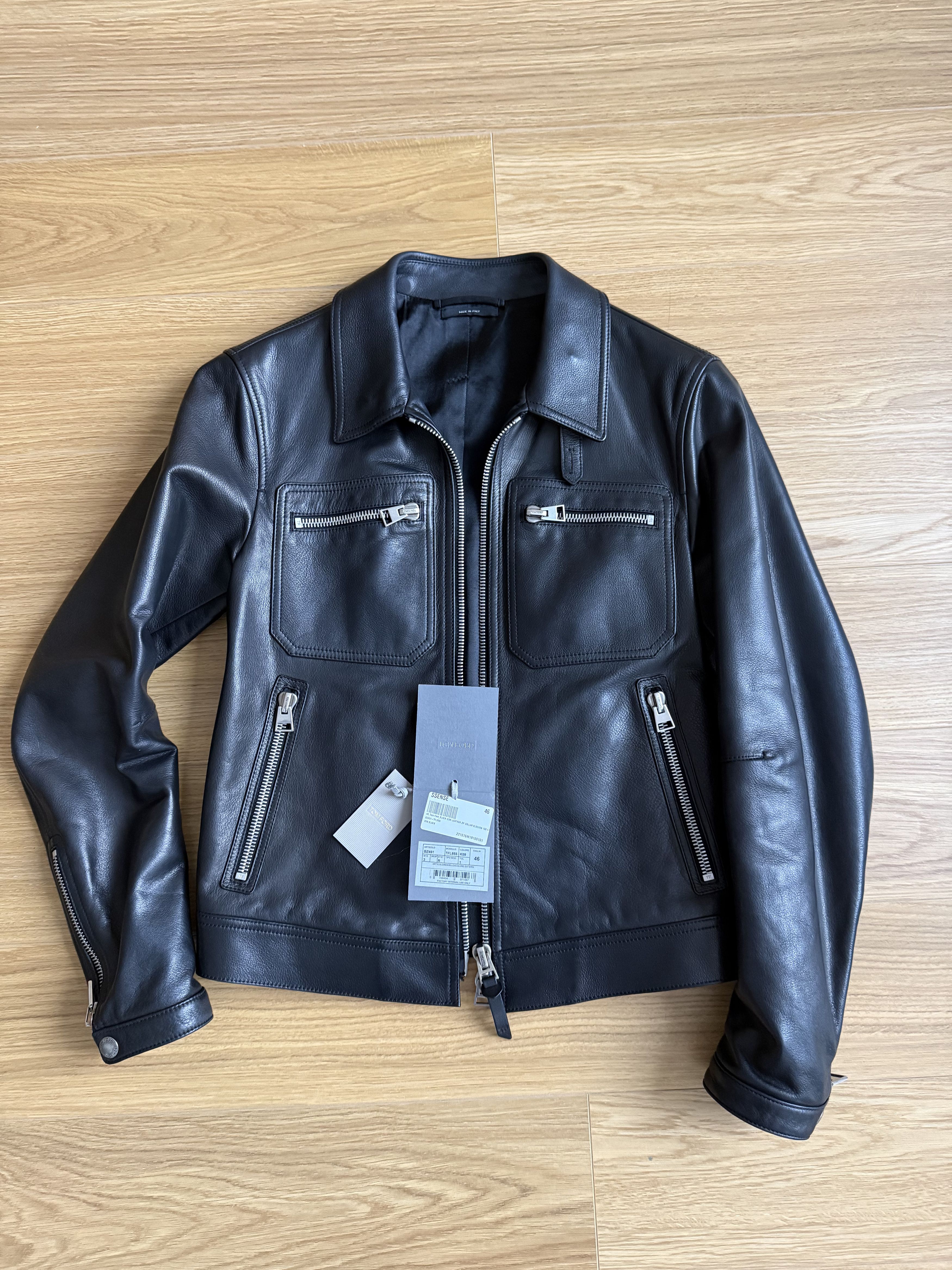 Tom Ford Tom Ford Icon Cafe Racer Leather Jacket (Black Calf) Size US S / EU 44-46 / 1 - 1 Thumbnail
