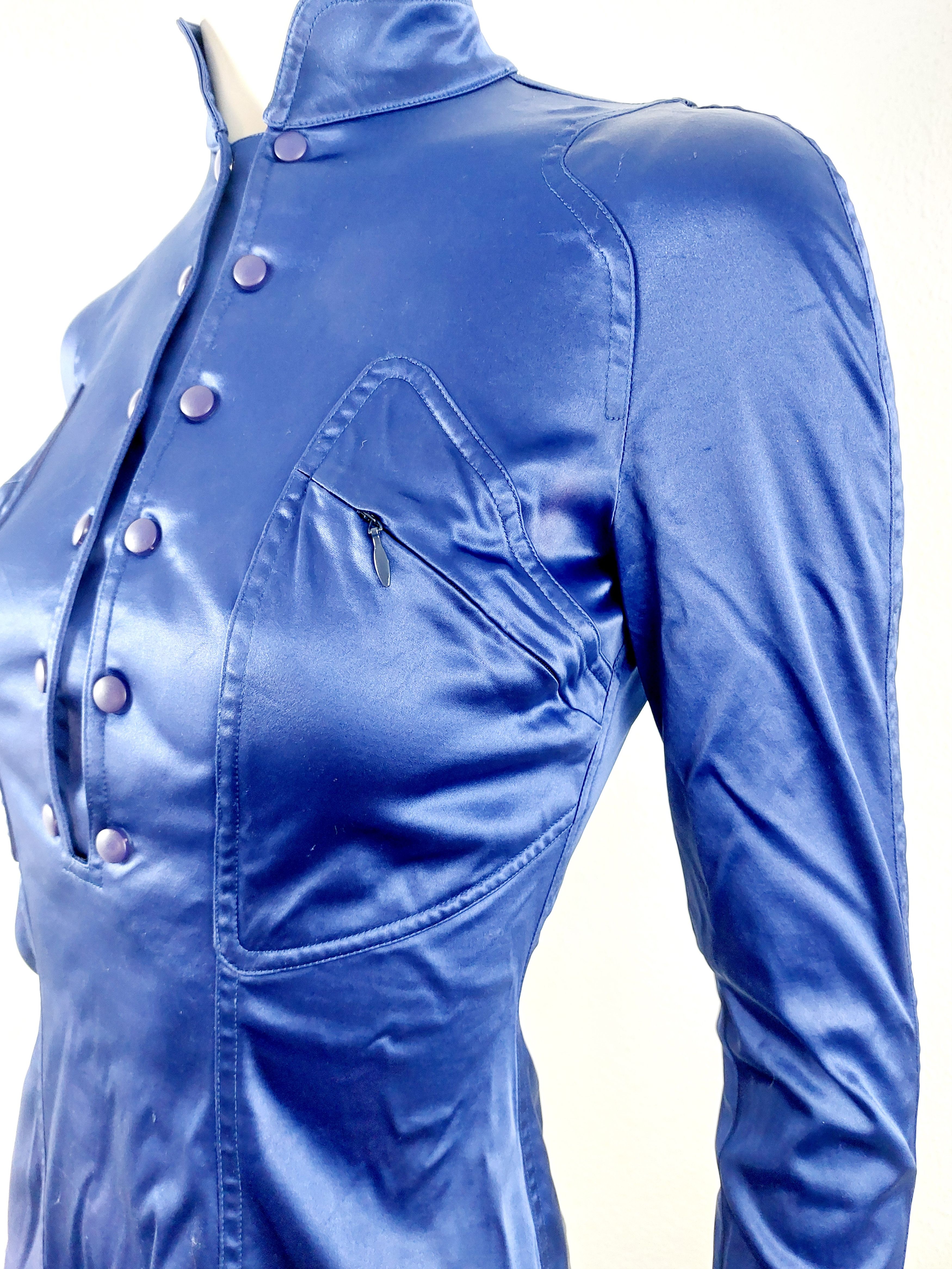 Thierry Mugler Thierry Mugler Satin Sculptural Futuristic Jacket Size S / US 4 / IT 40 - 4 Thumbnail