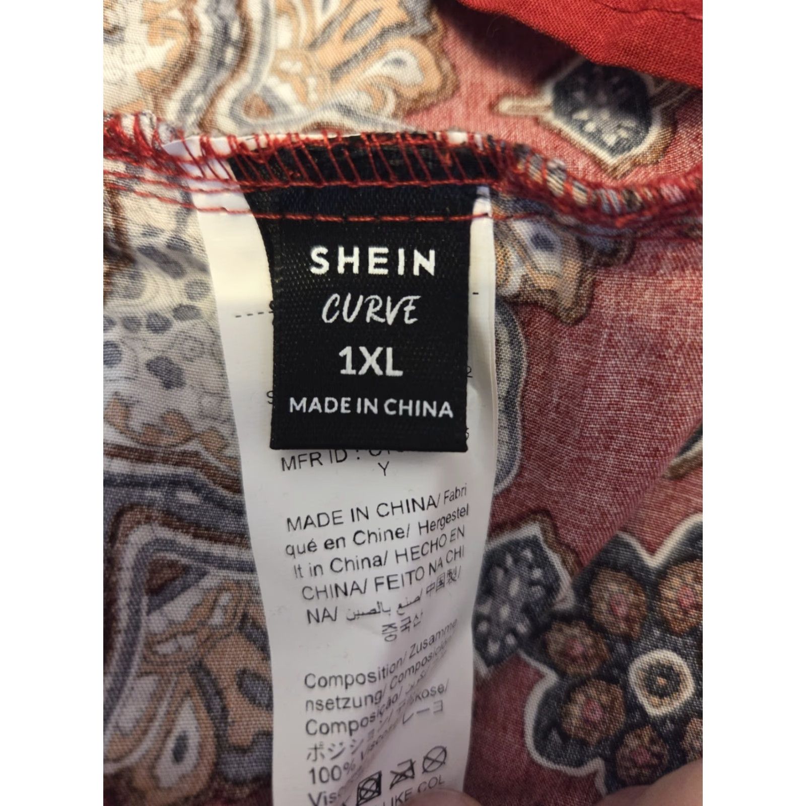 Shein VINTAGE SheIn Curve Red Floral Medallion Print Drop Waist Dress Hippie Boho 1XL Size XL / US 12-14 / IT 48-50 - 6 Thumbnail