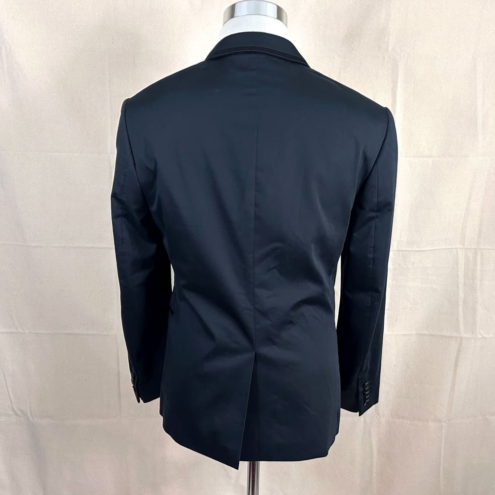 Express Express Sport Coat Black Cotton Blend Two-Button Vented 38S Fitted Photographer Jacket/Coat Men Regular Notch Lapel Solid Short Length Size US XS / EU 42 / 0 - 6 Thumbnail