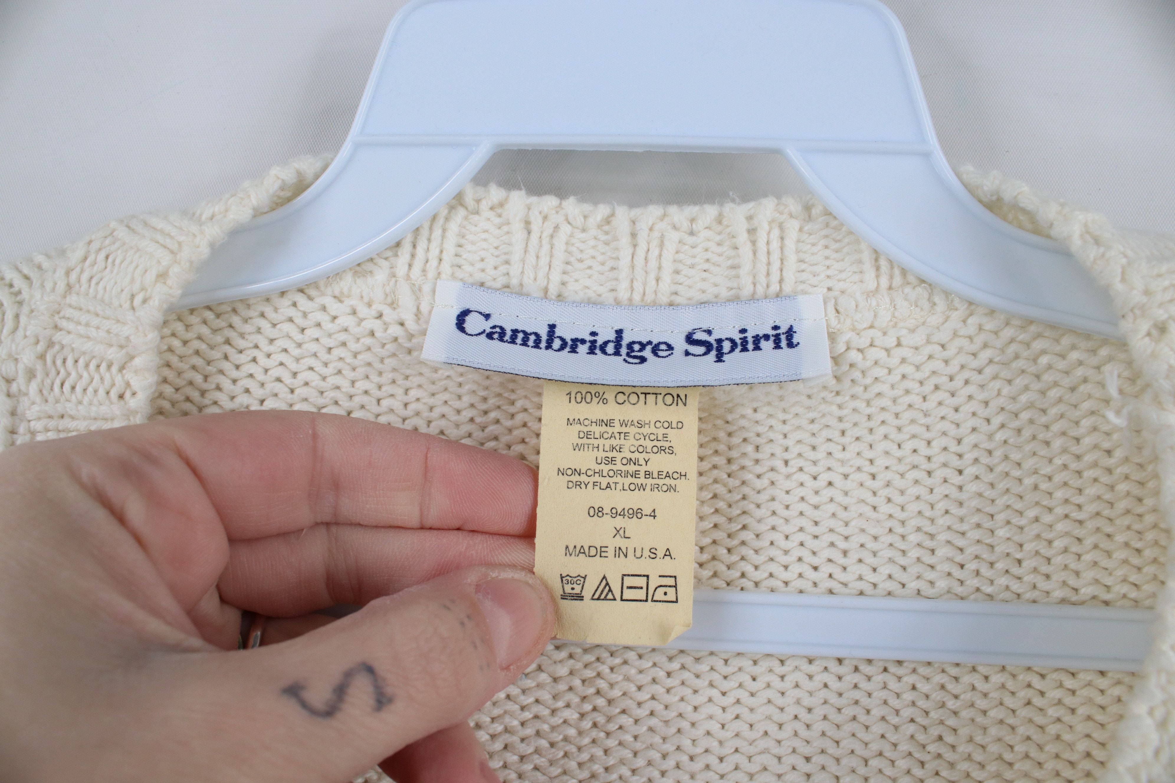 Vintage Vintage 90s Streetwear Flag Cotton Knit Sweater Cream USA Size XL / US 12-14 / IT 48-50 - 7 Thumbnail