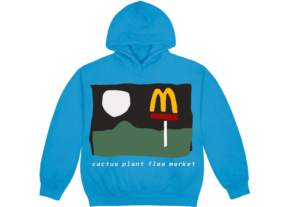 image of Cactus Plant Flea Market X Mcdonald’S 24/7 Hoodie in Blue, Men's (Size XL)