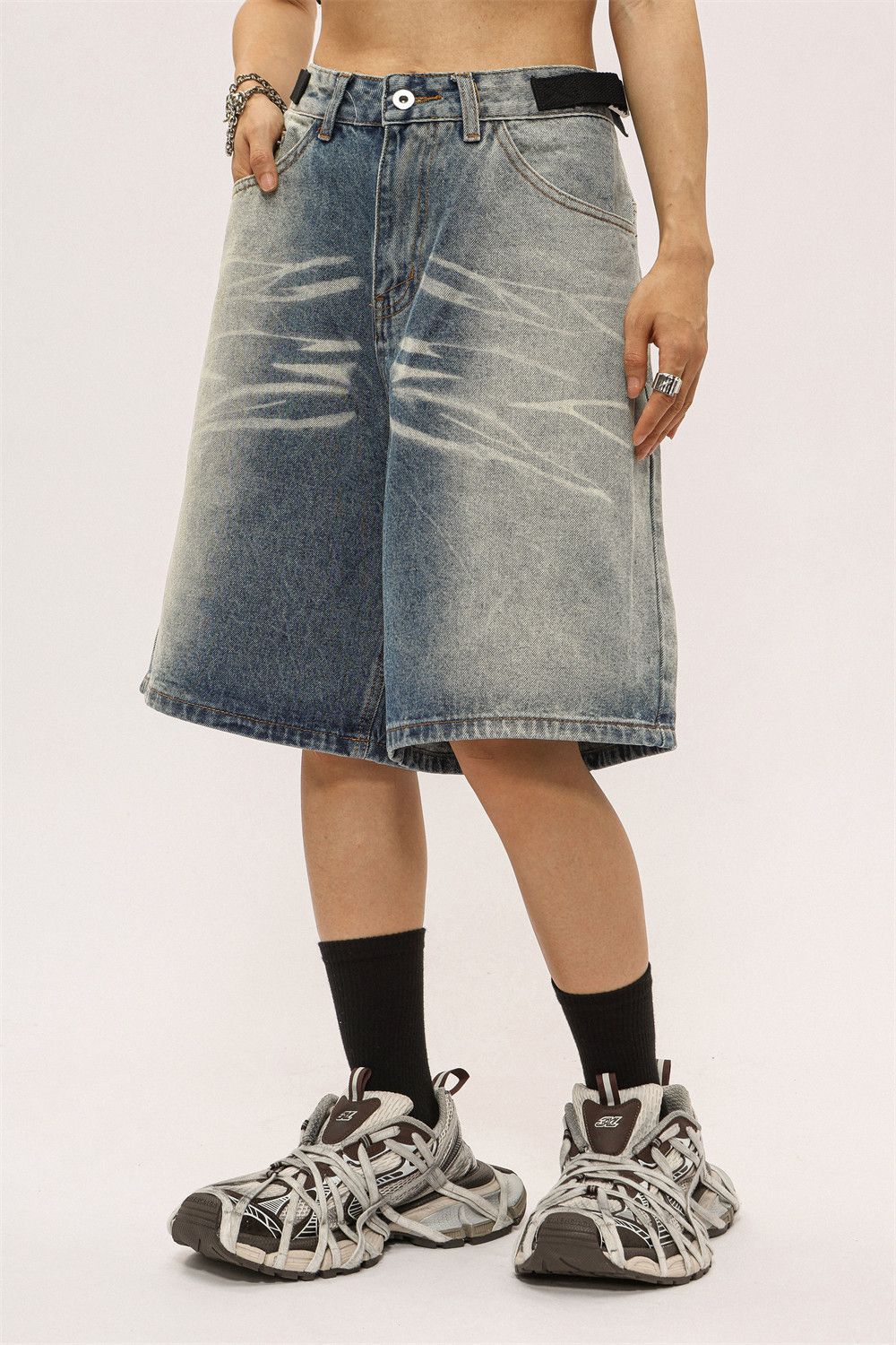 Japanese Brand × Vintage Water Ripples Denim Short Size US 28 / EU 44 - 3 Thumbnail