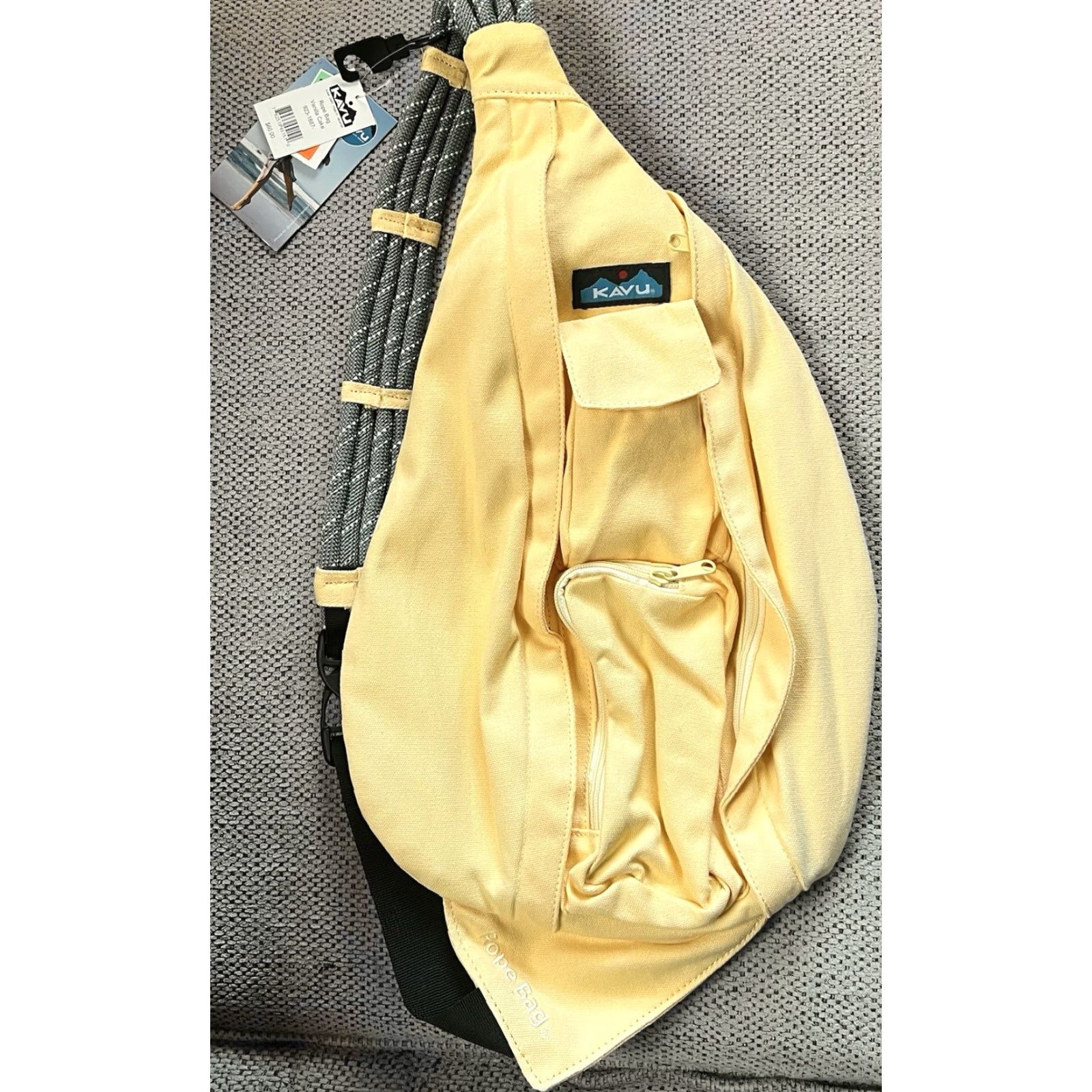 KAVU NWT KAVU Rope Sling Canvas Crossbody Bag Sack Yellow Vanilla Cake Yellow Women Medium Crossbody Bag Size ONE SIZE - 2 Thumbnail