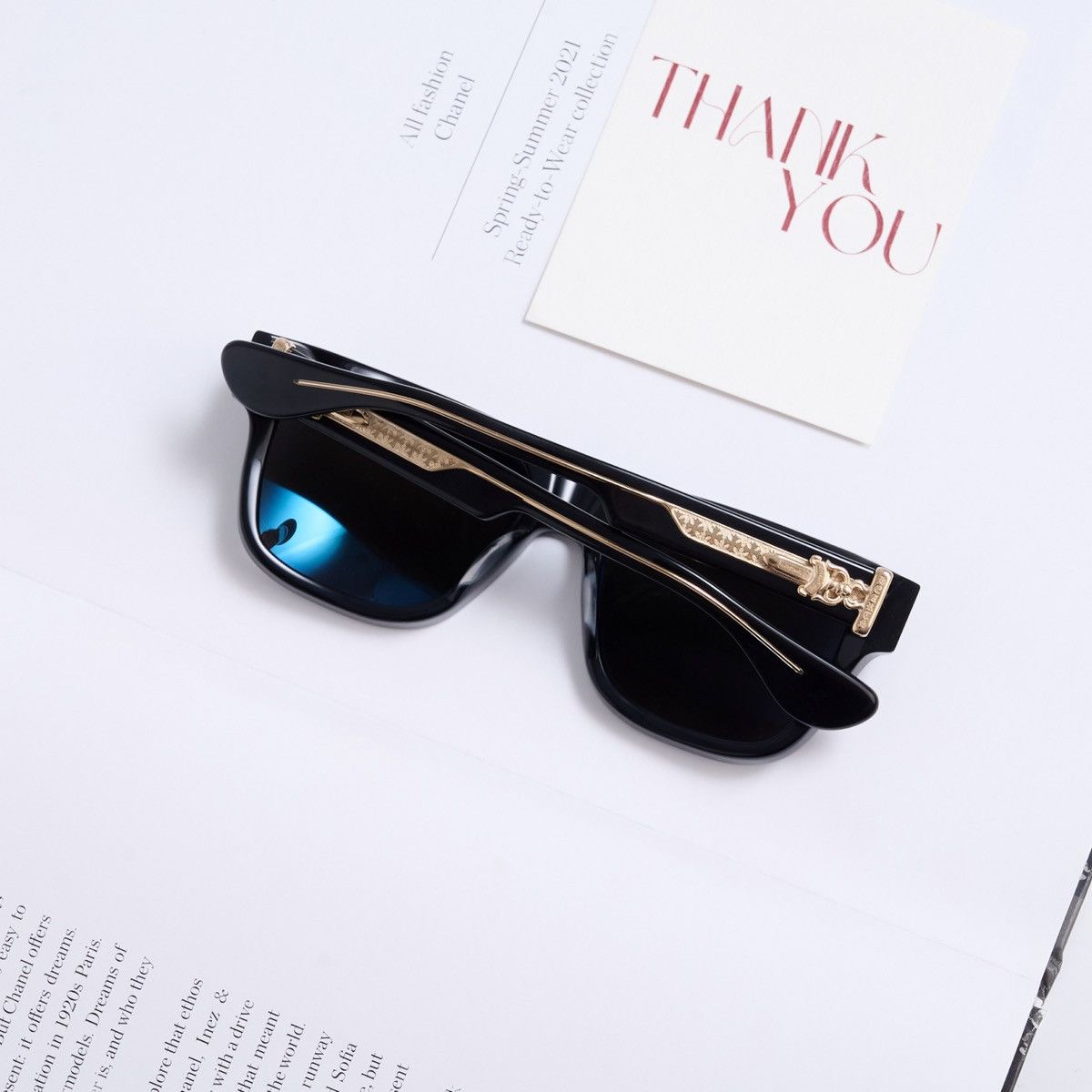 Chrome Hearts CHROME HEARTS BOX-OFFICER BLACK - 18KGP SUNGLASSES Size ONE SIZE - 7 Thumbnail