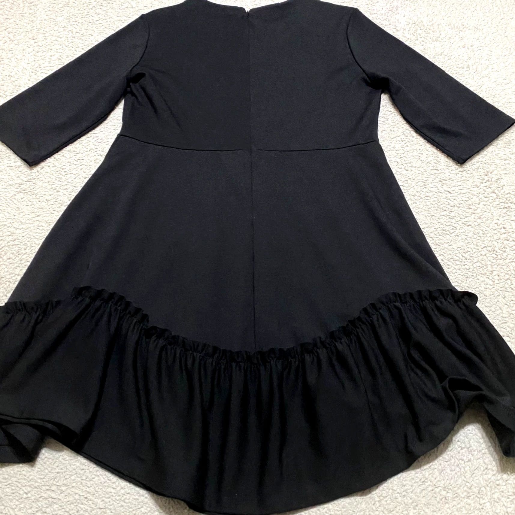 Gap Gap Dress Womens 18 Black Midi 3/4 Sleeve Round Neck A-Line Gap Size 40" / US 18 - 2 Thumbnail