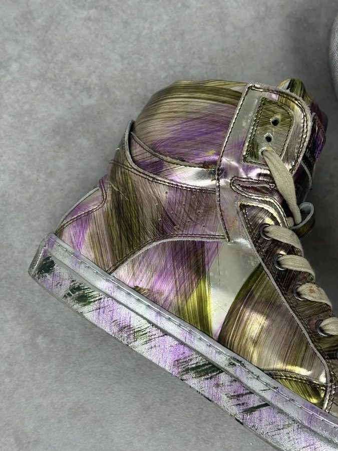 Maison Margiela MM6 Maison Margiela Purple Metallic Leather High Sneakers Size US 8 / IT 38 - 11 Thumbnail