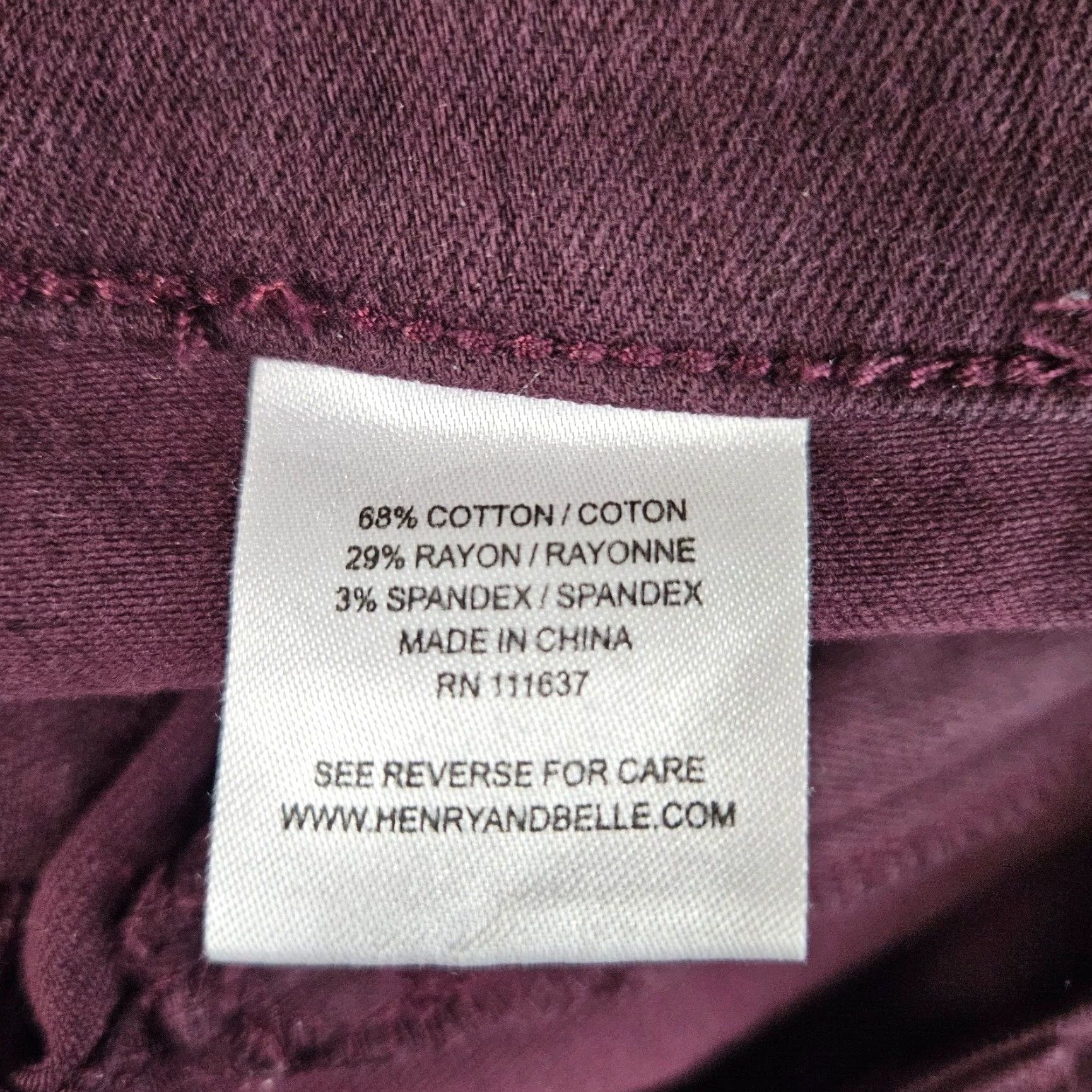 Vintage Lila Ryan Womens Cropped Pants Sz 30P Burgundy Mid Rise Cotton Blend Skinny Front Zip Petite Size 30" / US 8 / IT 44 - 6 Thumbnail